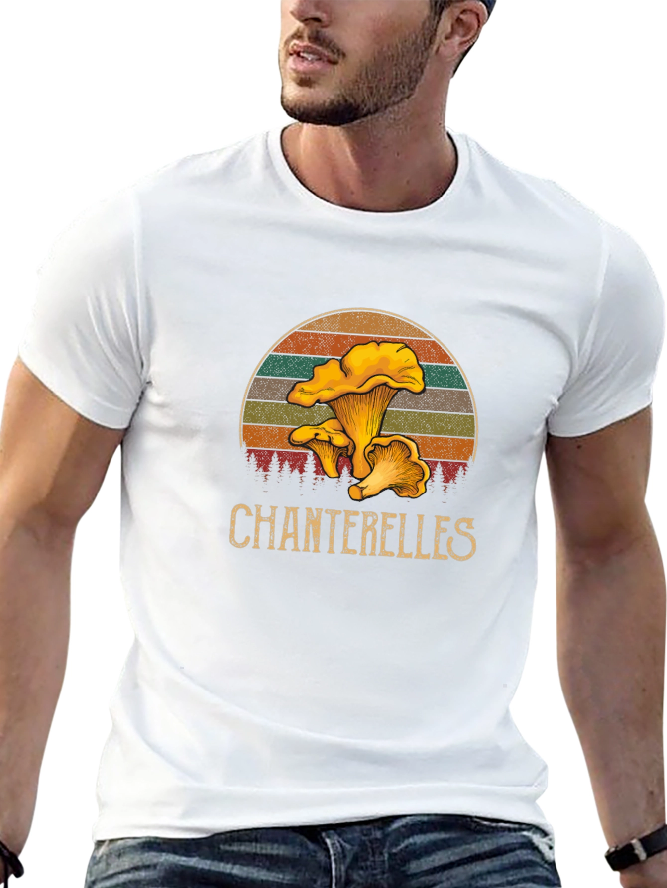 Black Chanterelle Mushroom Graphic T-Shirt view 13