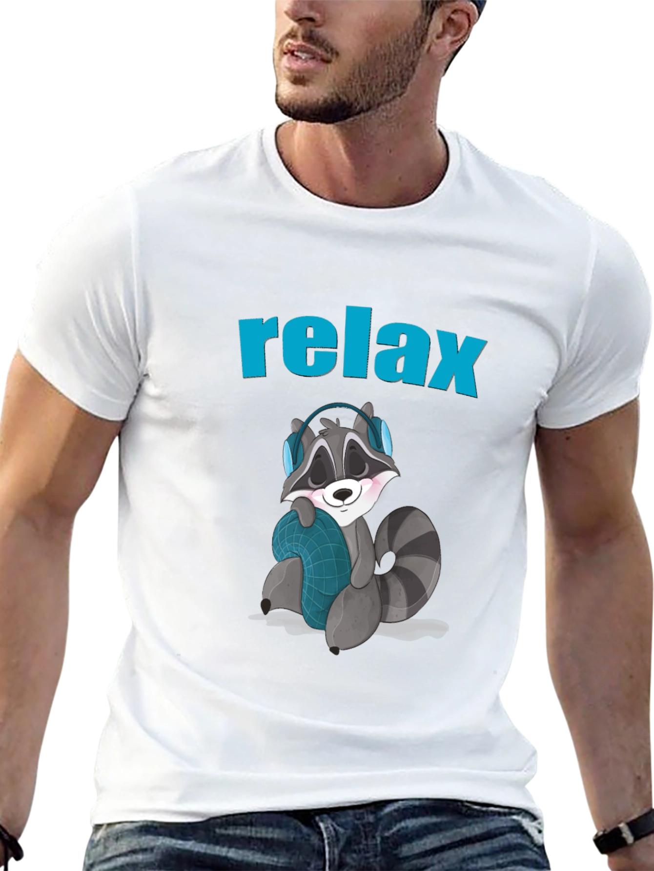 Black Relaxing Raccoon Graphic Tee view 13