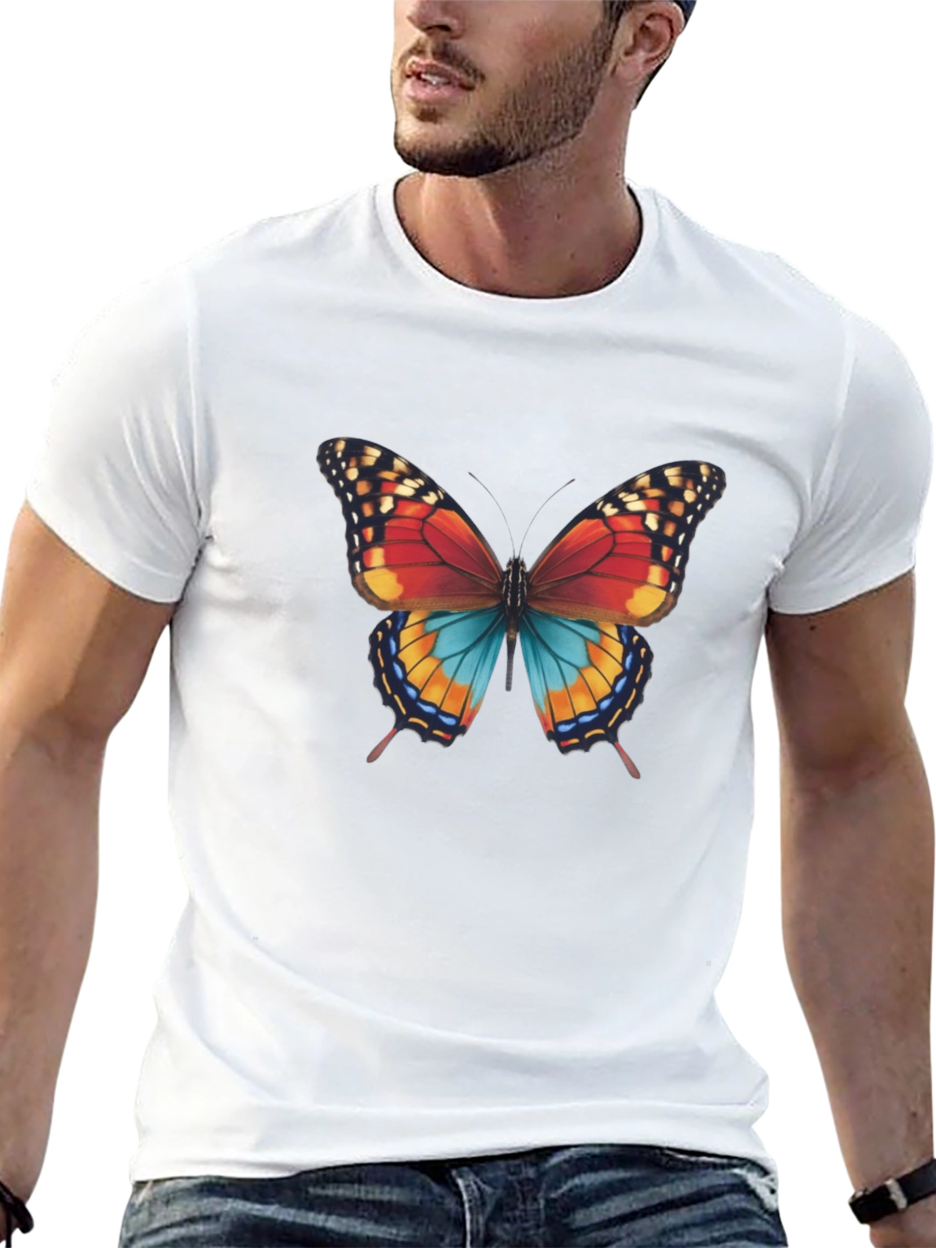 Black Butterfly Graphic Print Men's T-Shirt view 13