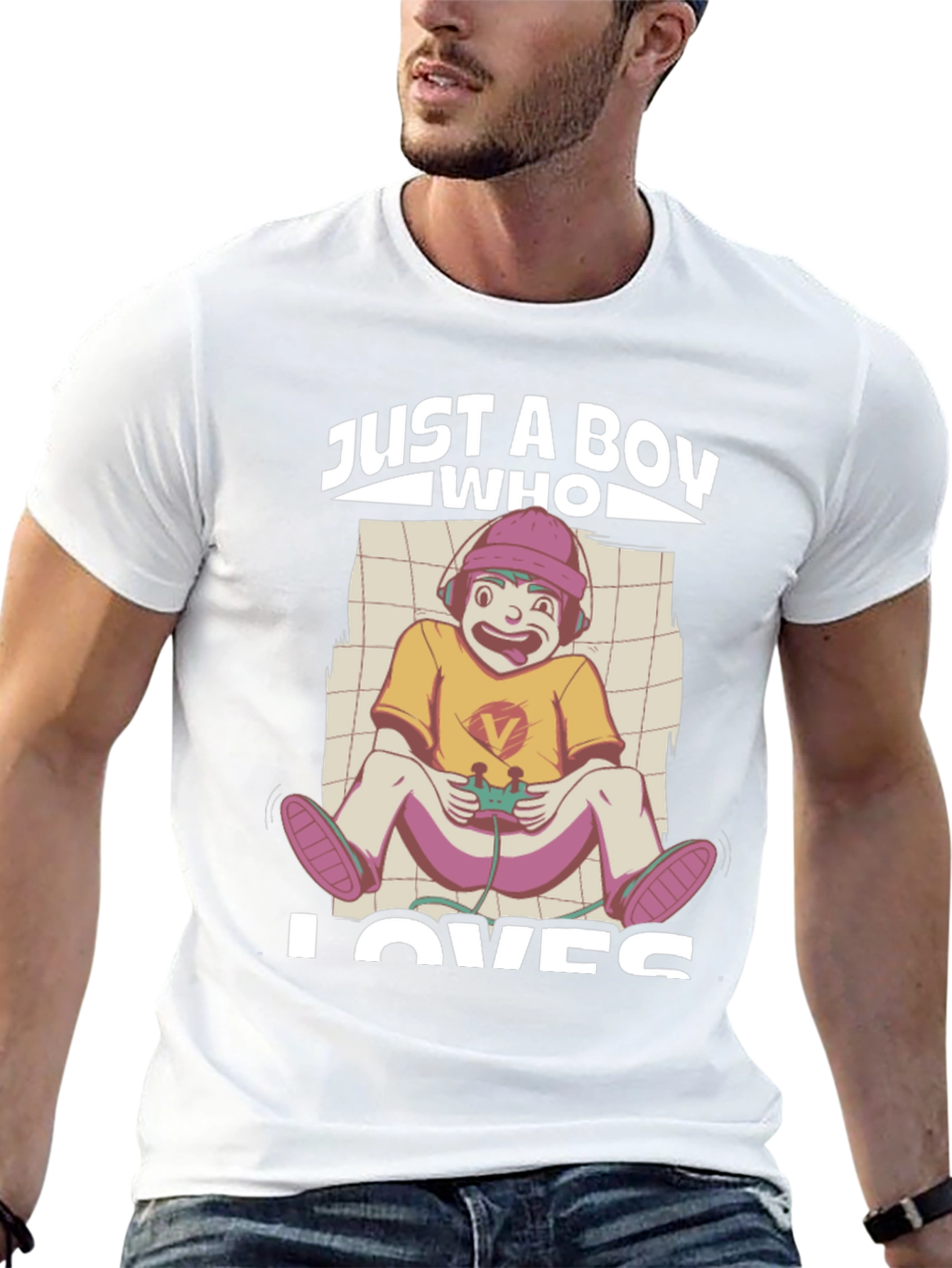 Black Just a Boy Who Loves Gaming Black T-Shirt view 13