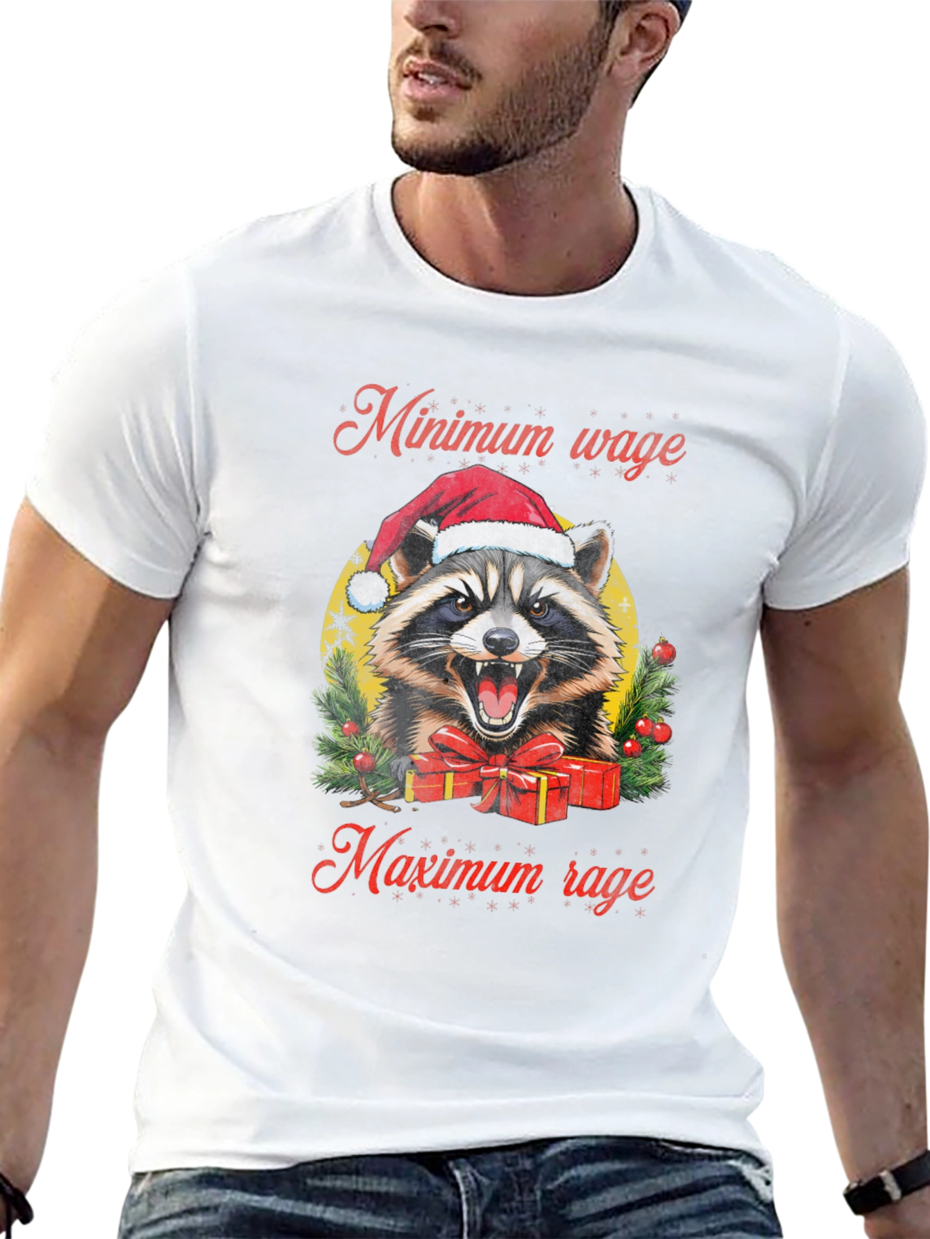 Black Minimum Wage Maximum Rage Raccoon Graphic Tee view 13