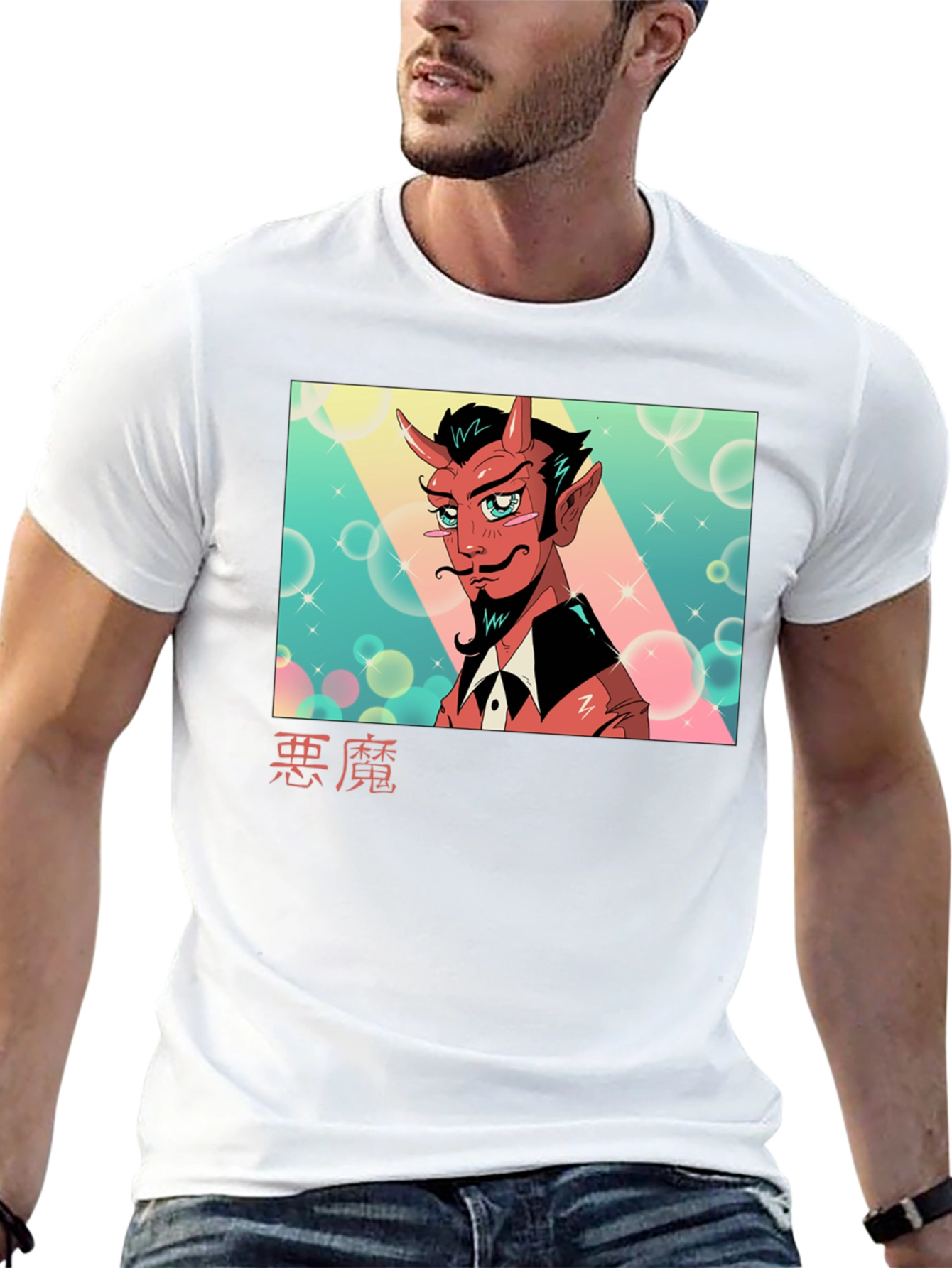 Black Anime Devil Graphic Tee - Soft Cotton Black T-Shirt view 13