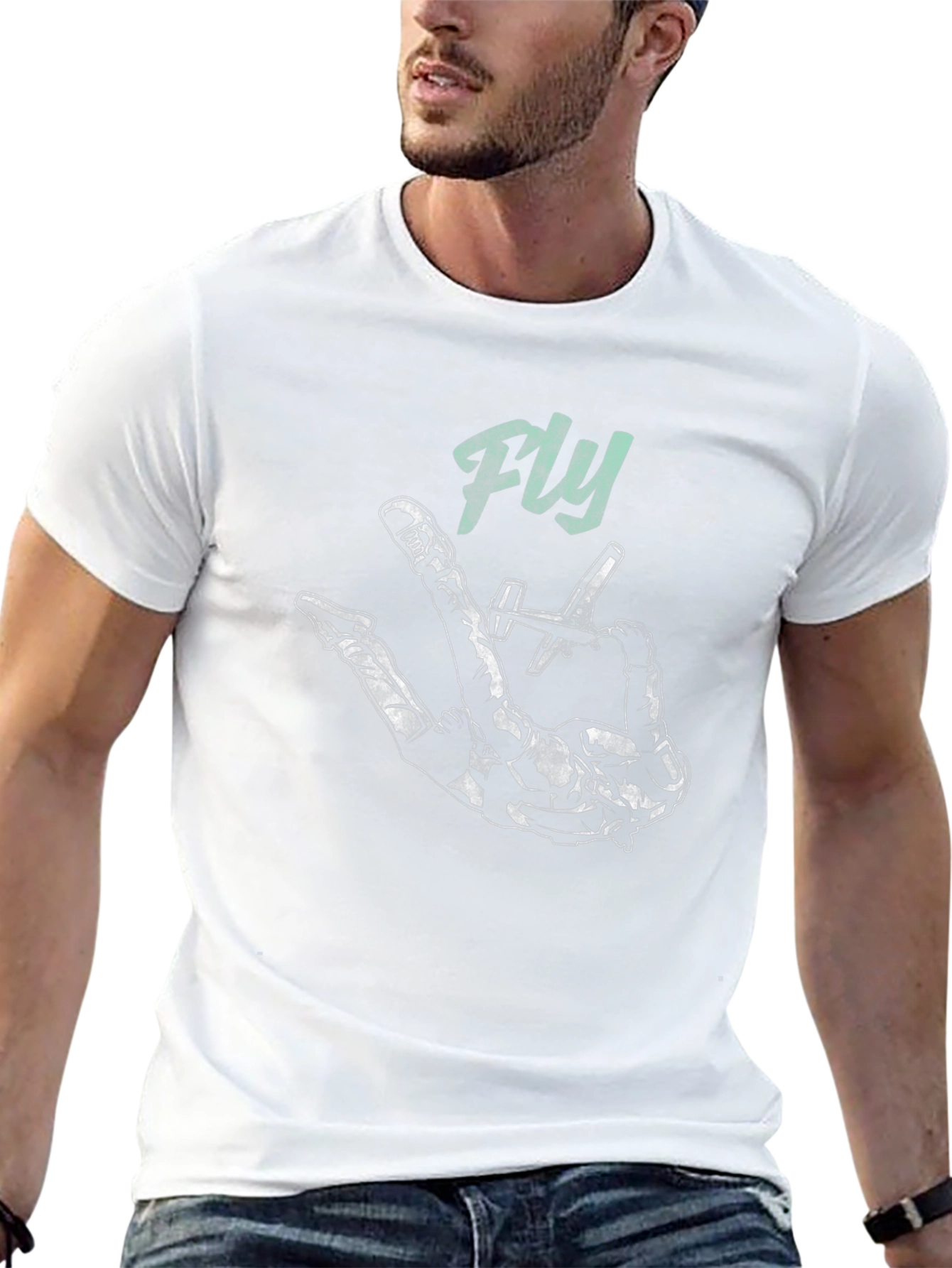 Black Fly High Black T-Shirt - Skydiver Design view 13
