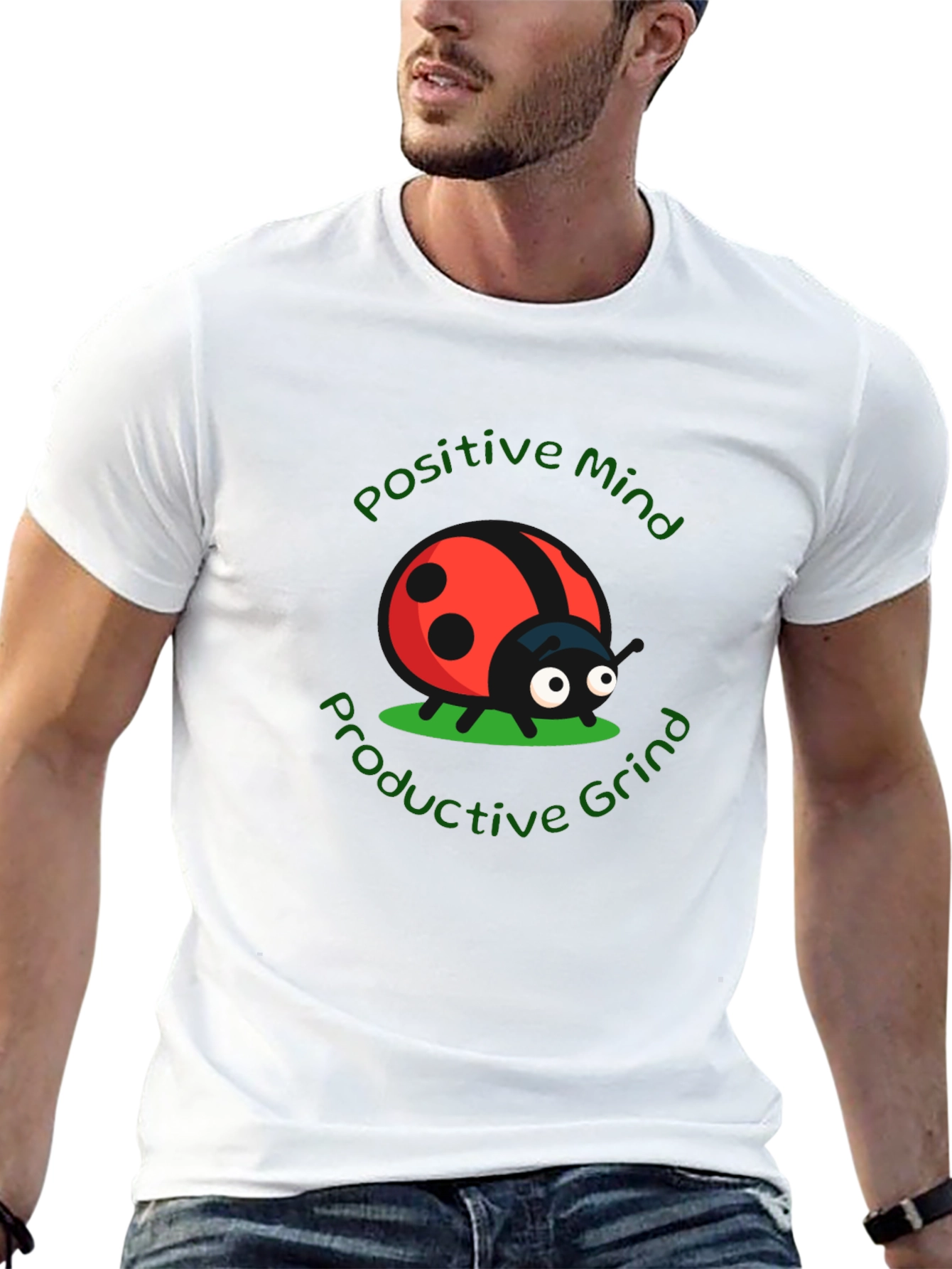 Black Positive Mind Ladybug Graphic Tee - Black view 13