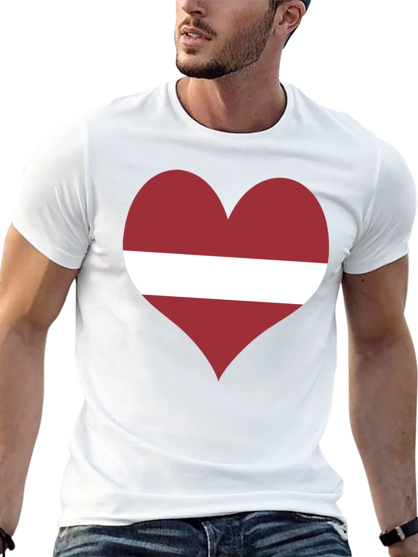 Black Latvia Flag Heart T-Shirt - Show Your Love! view 13