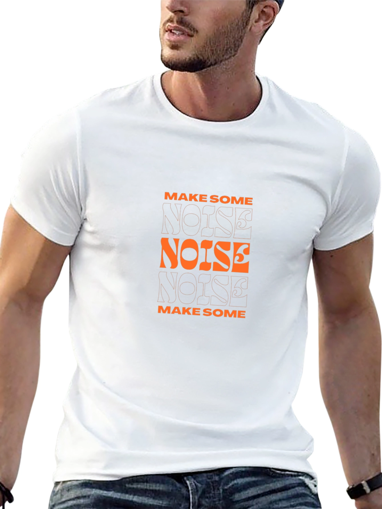 Black Make Some Noise Graphic Tee - Black Cotton Blend view 13