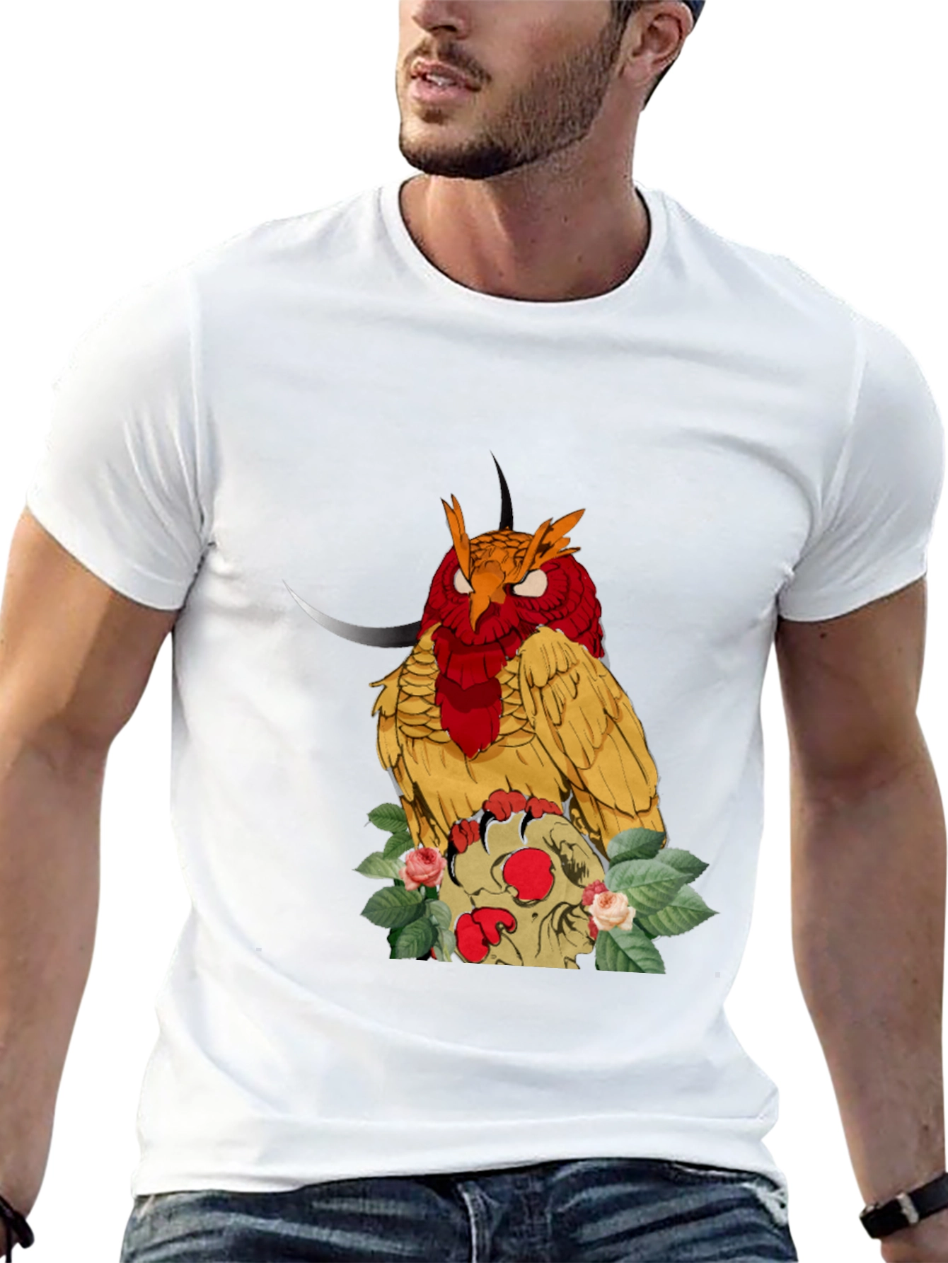 Black Owl and Skull Graphic Tee - Unique Print view 13