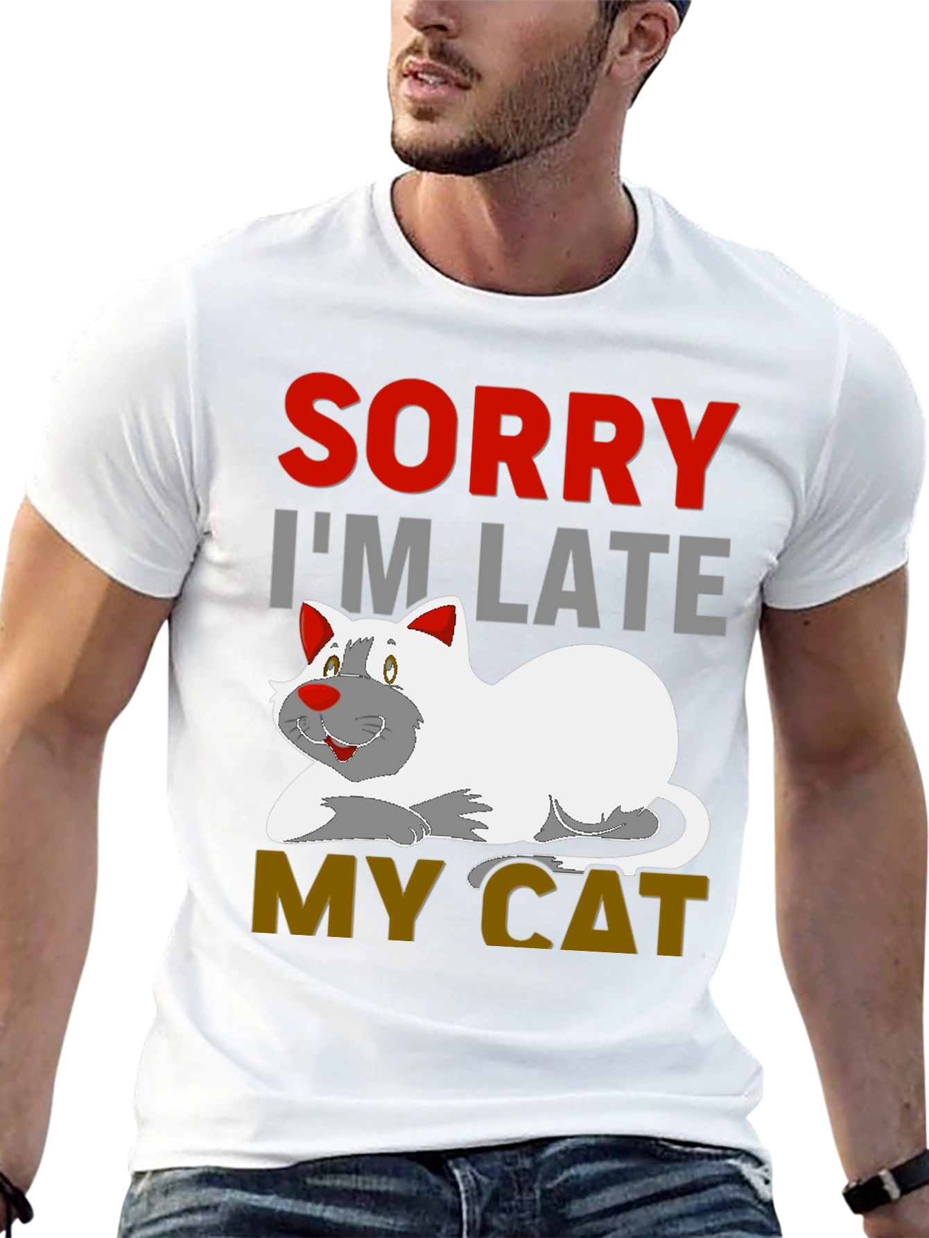 Black Sorry I'm Late My Cat Black T-Shirt view 13