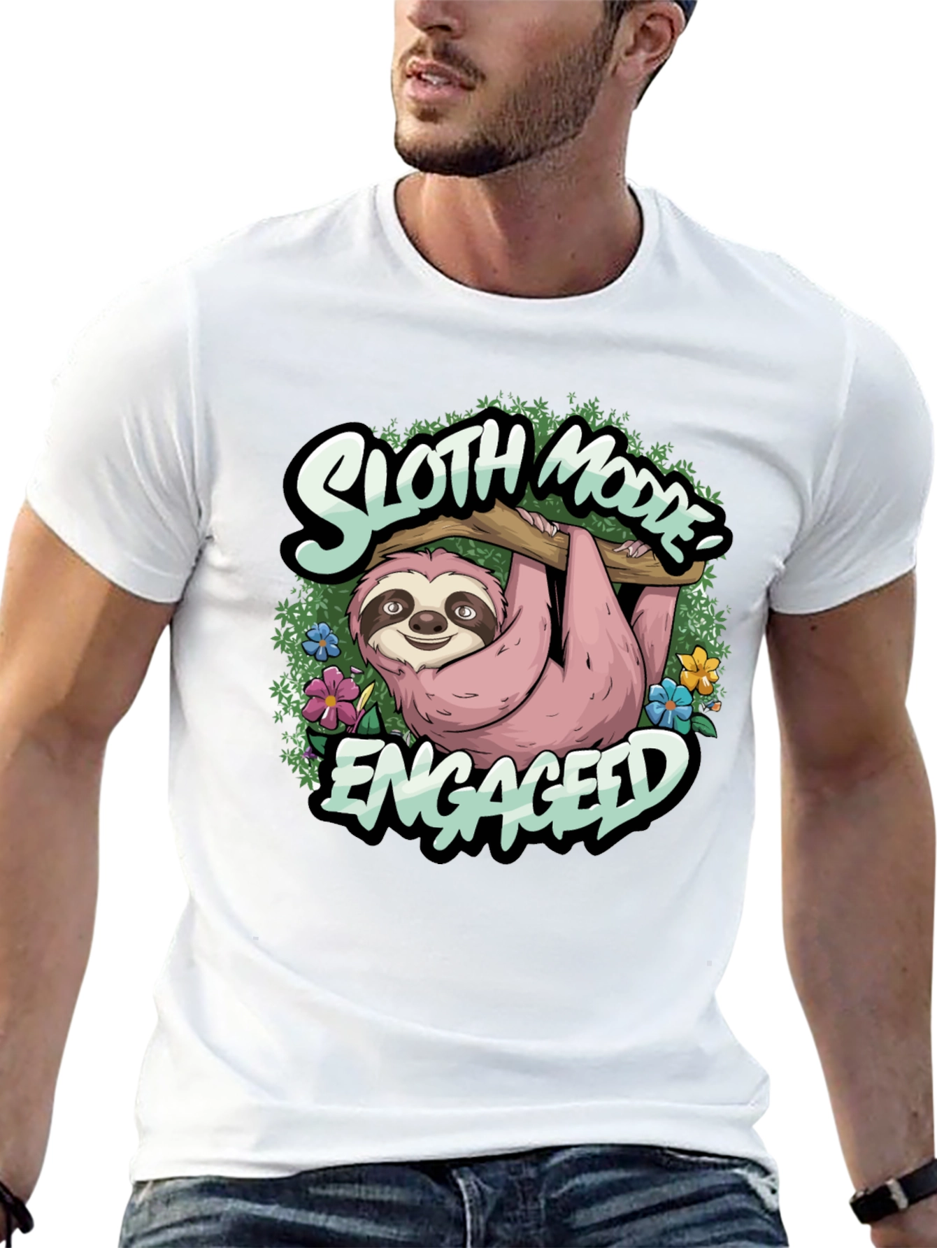 Black Sloth Mode Engaged Tee - Relaxed Casual Wear view 13