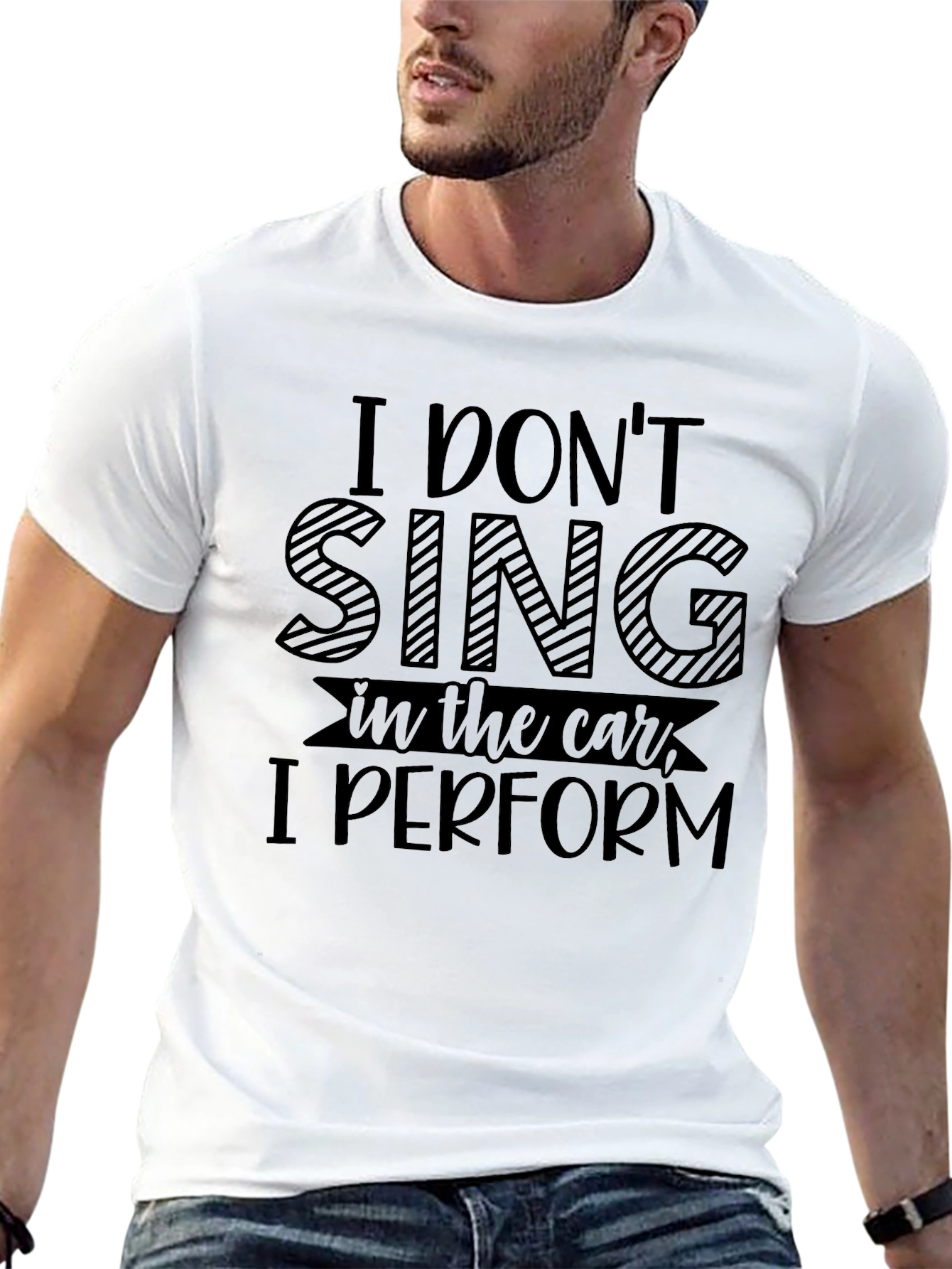 Black Funny I Don't Sing in the Car T-Shirt view 13