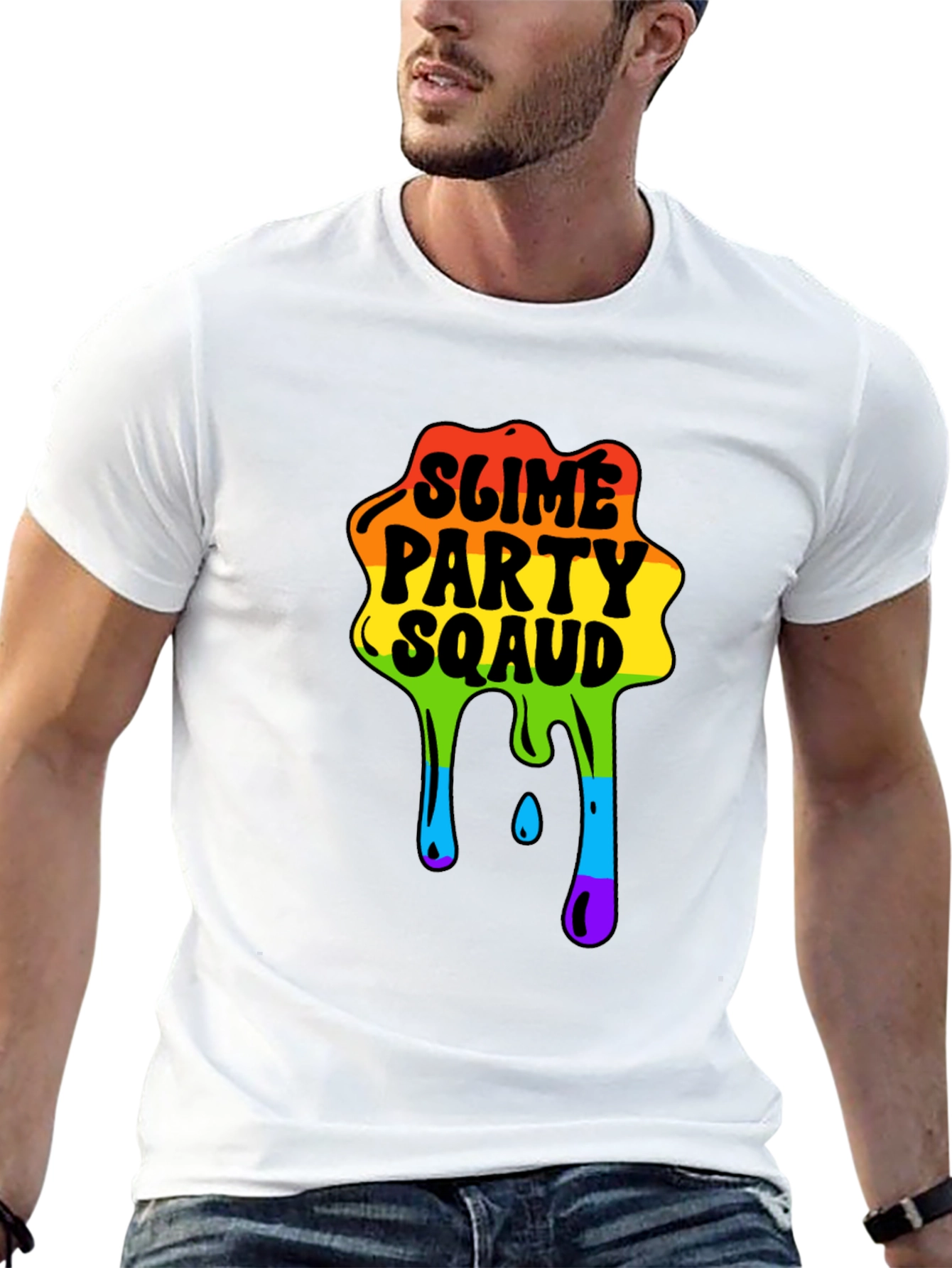 Black Slime Party Squad Tee Rainbow Drip Graphic view 13