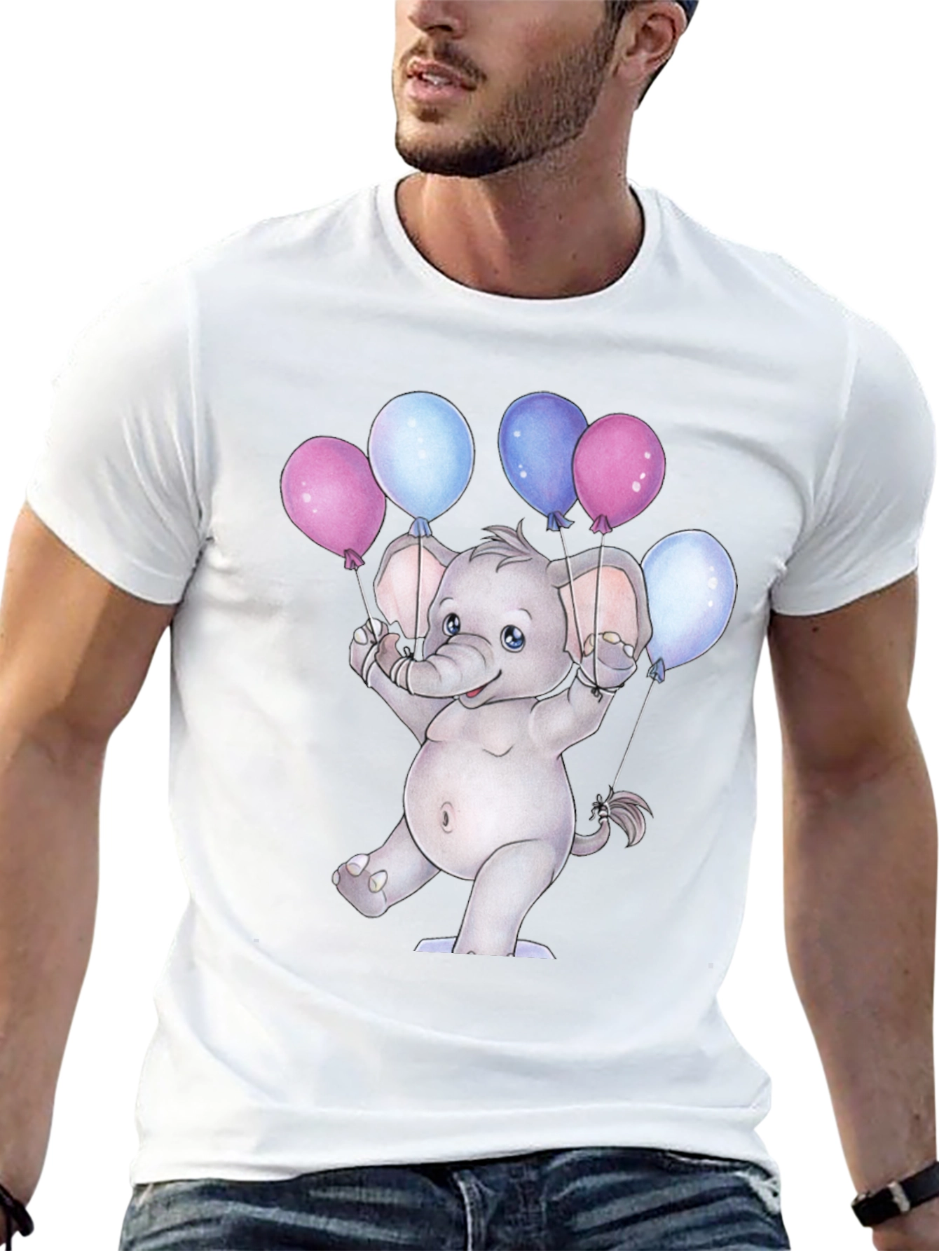 Black Elephant Balloons Graphic T-Shirt view 13
