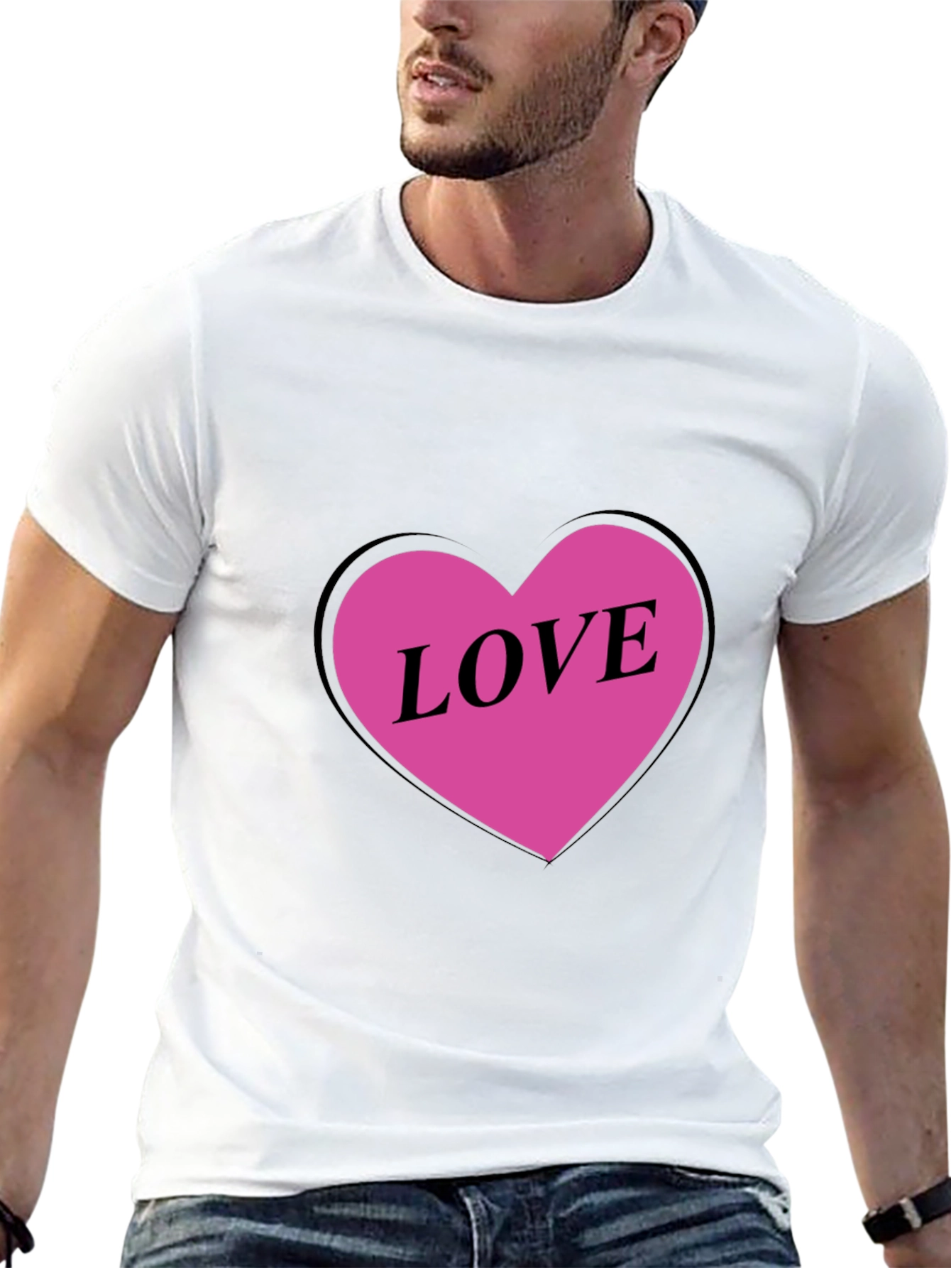 Black Love Heart Graphic Black T-Shirt view 13