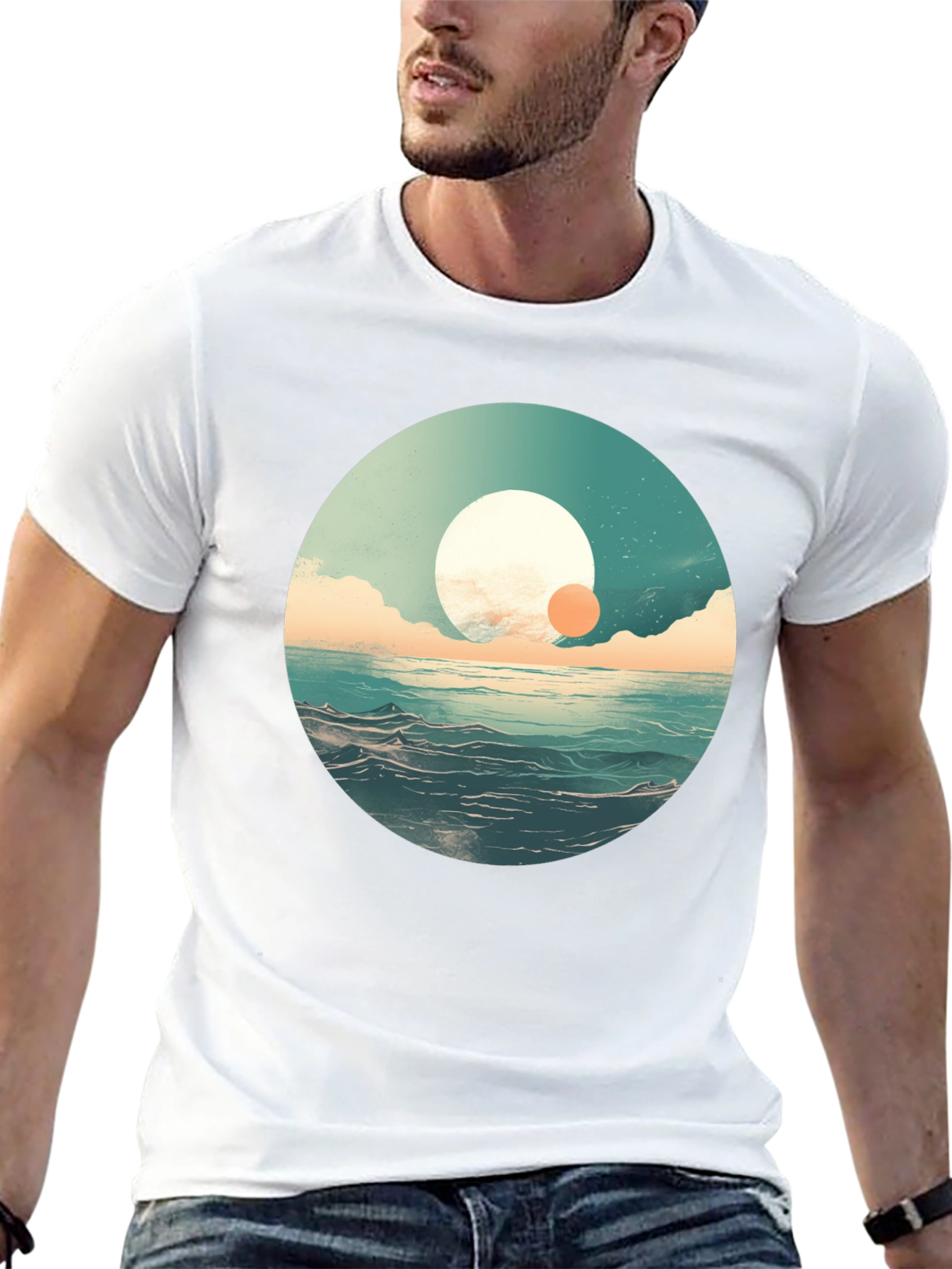 Black Ocean Sunrise Graphic Tee - Black Crew Neck view 13