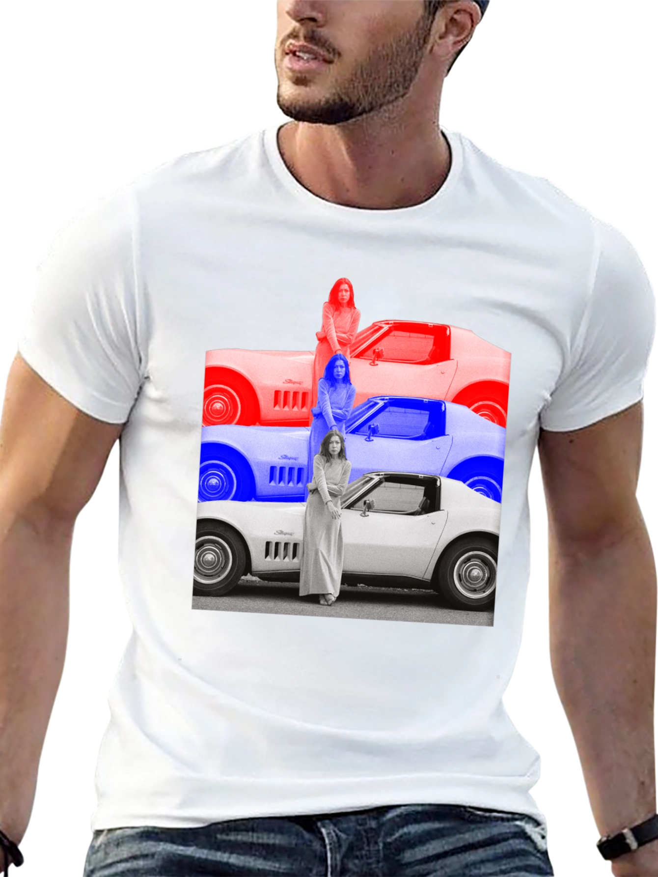 Black Vintage Vette T-Shirt - Retro Car Graphic Tee view 13