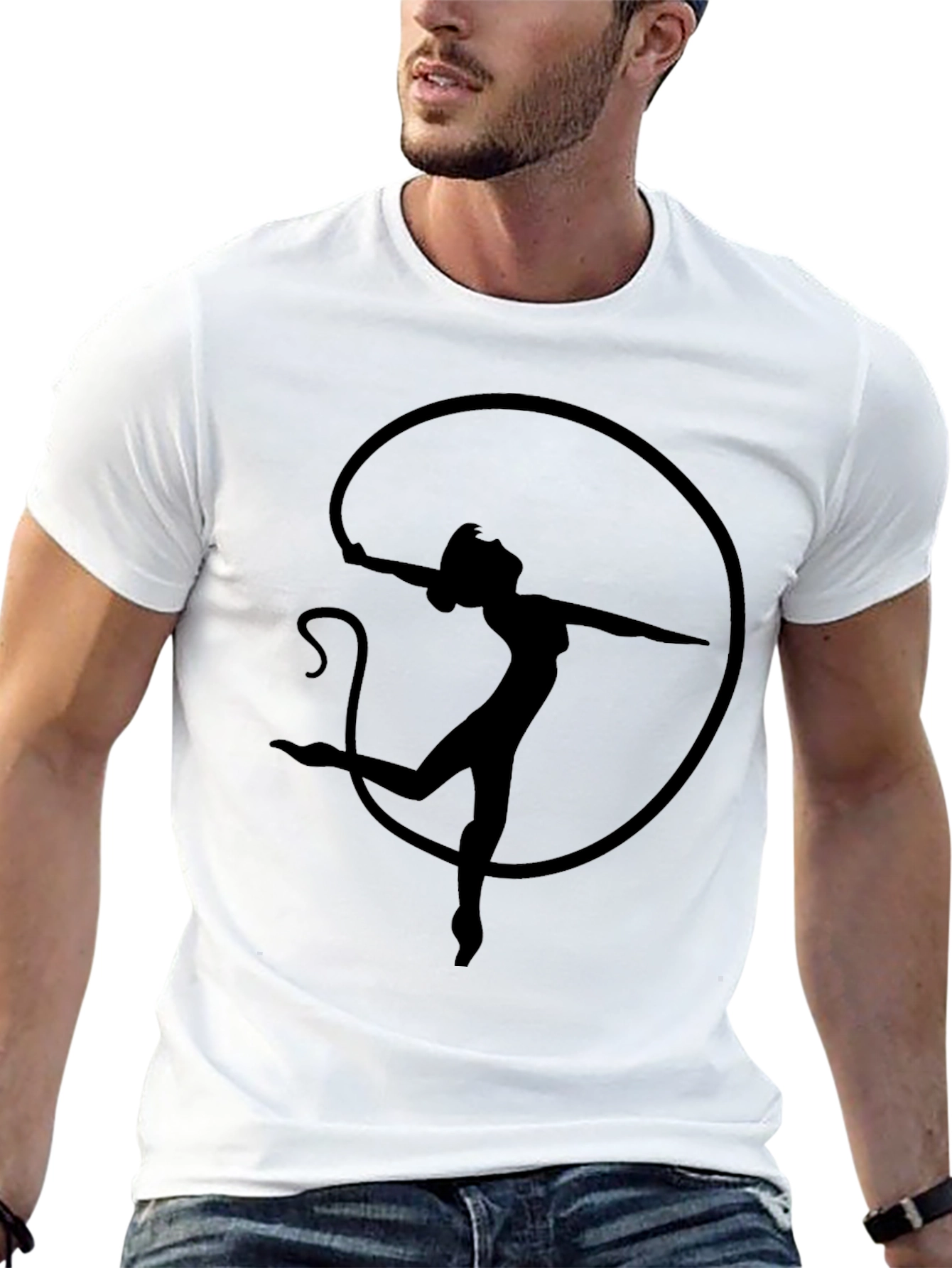 Black Silhouette Dancer Tee - Black Cotton Graphic T-Shirt view 13