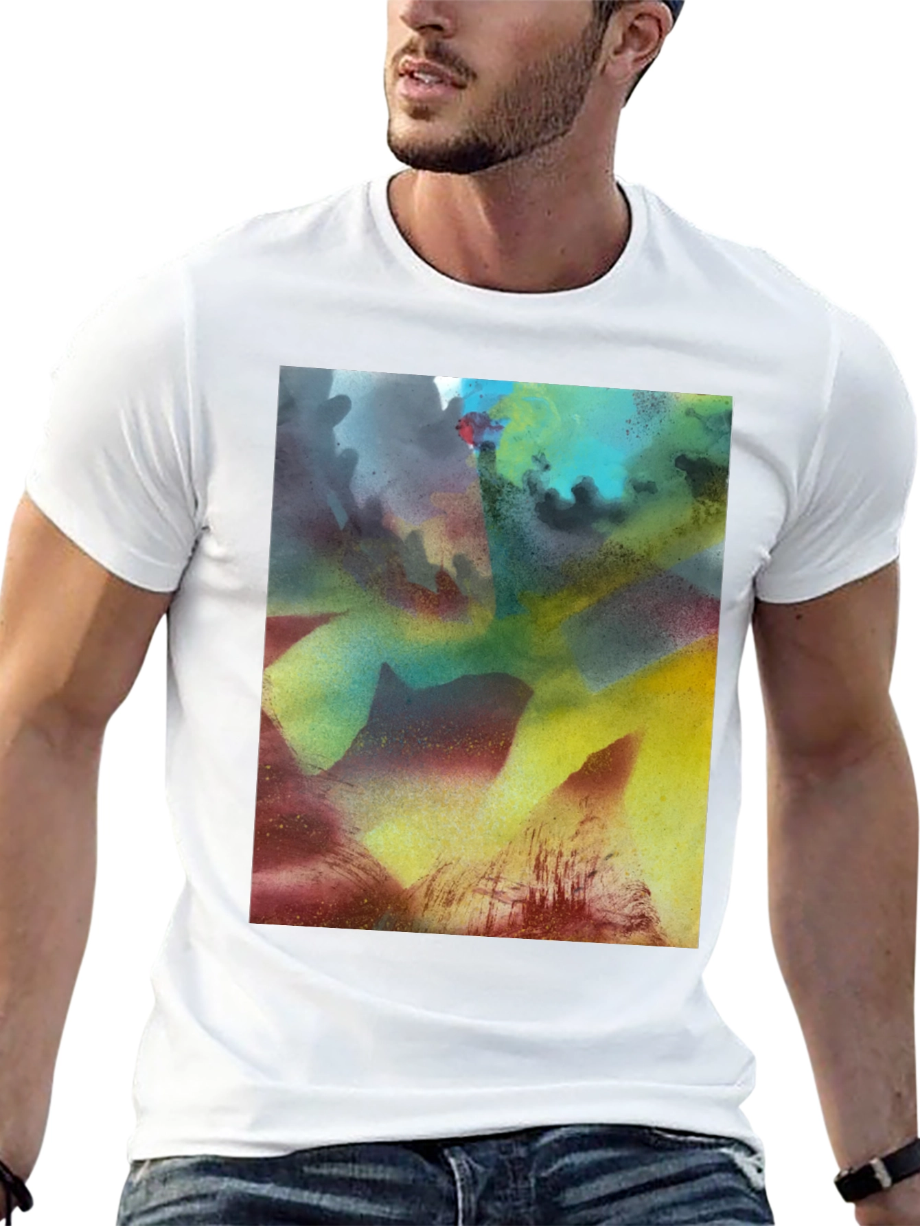 Black Abstract Art Print Black Crew Neck Tee view 13