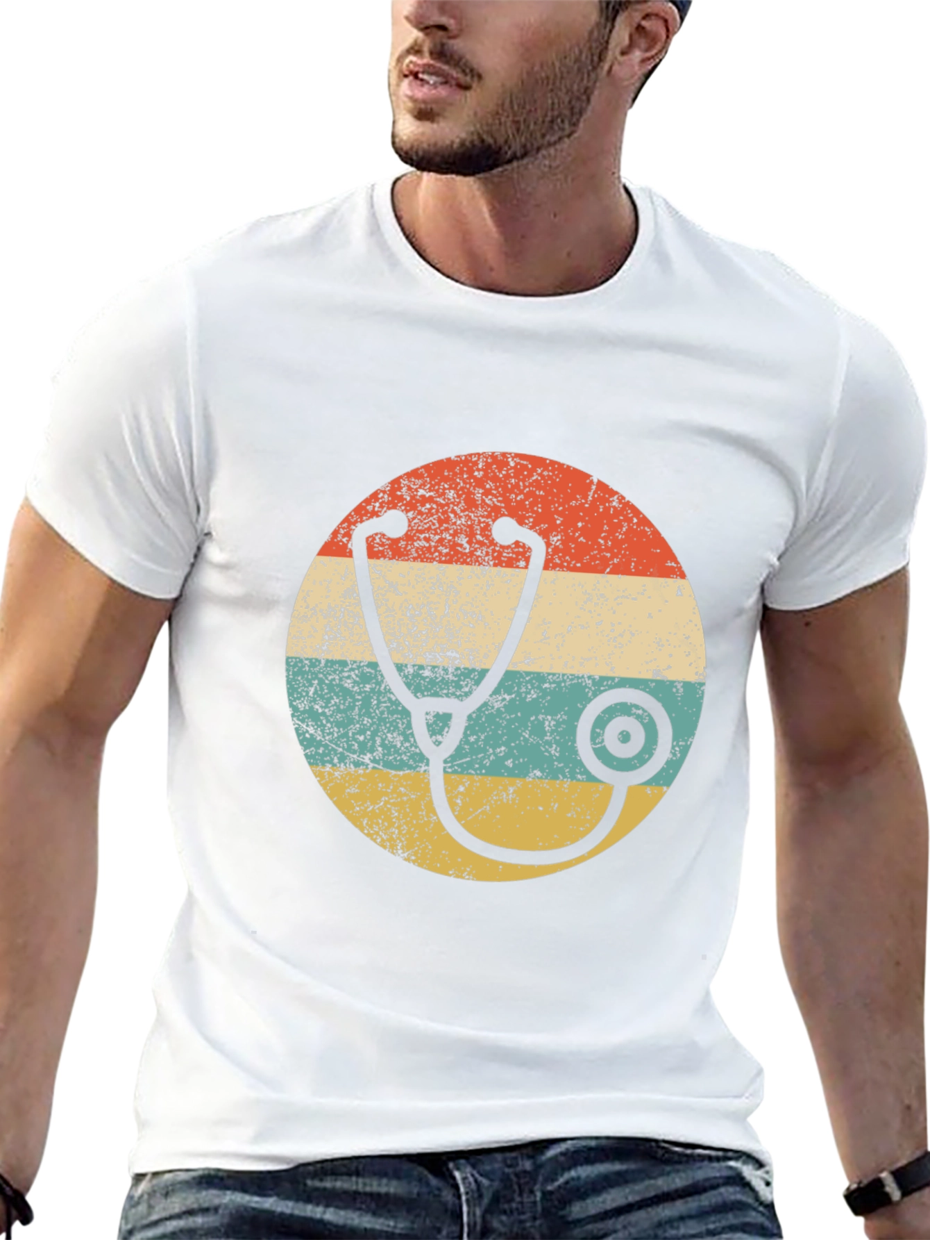 Black Retro Stethoscope Graphic Tee view 13