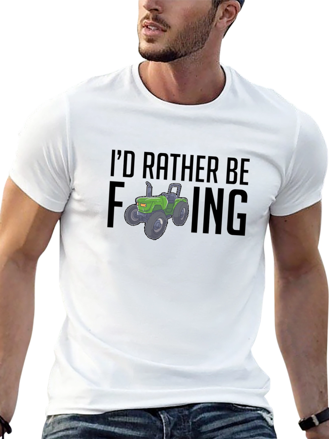 Black Farming Tractor T-Shirt: I'd Rather Be... view 13