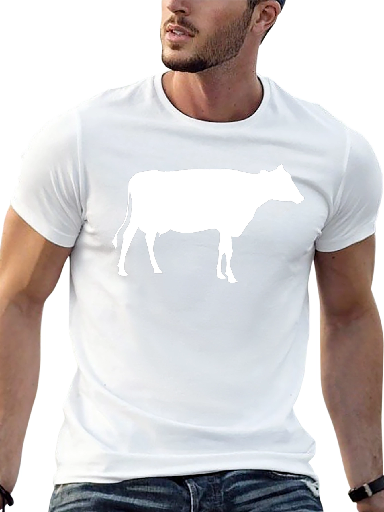 Black Cow Graphic Black T-Shirt - Soft Cotton Crew Neck view 13