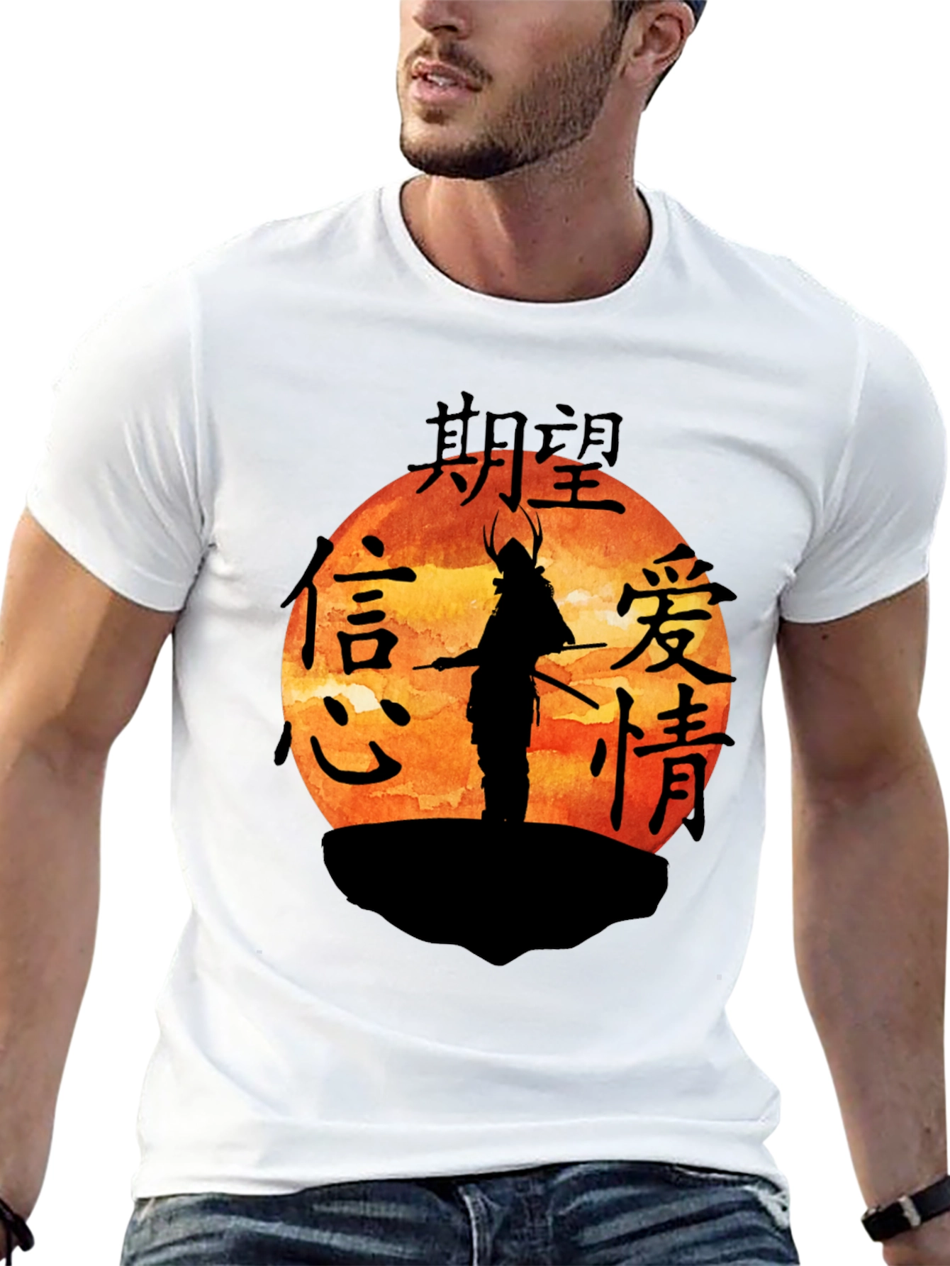 Black Samurai Sunset Graphic Tee - Black Cotton view 13