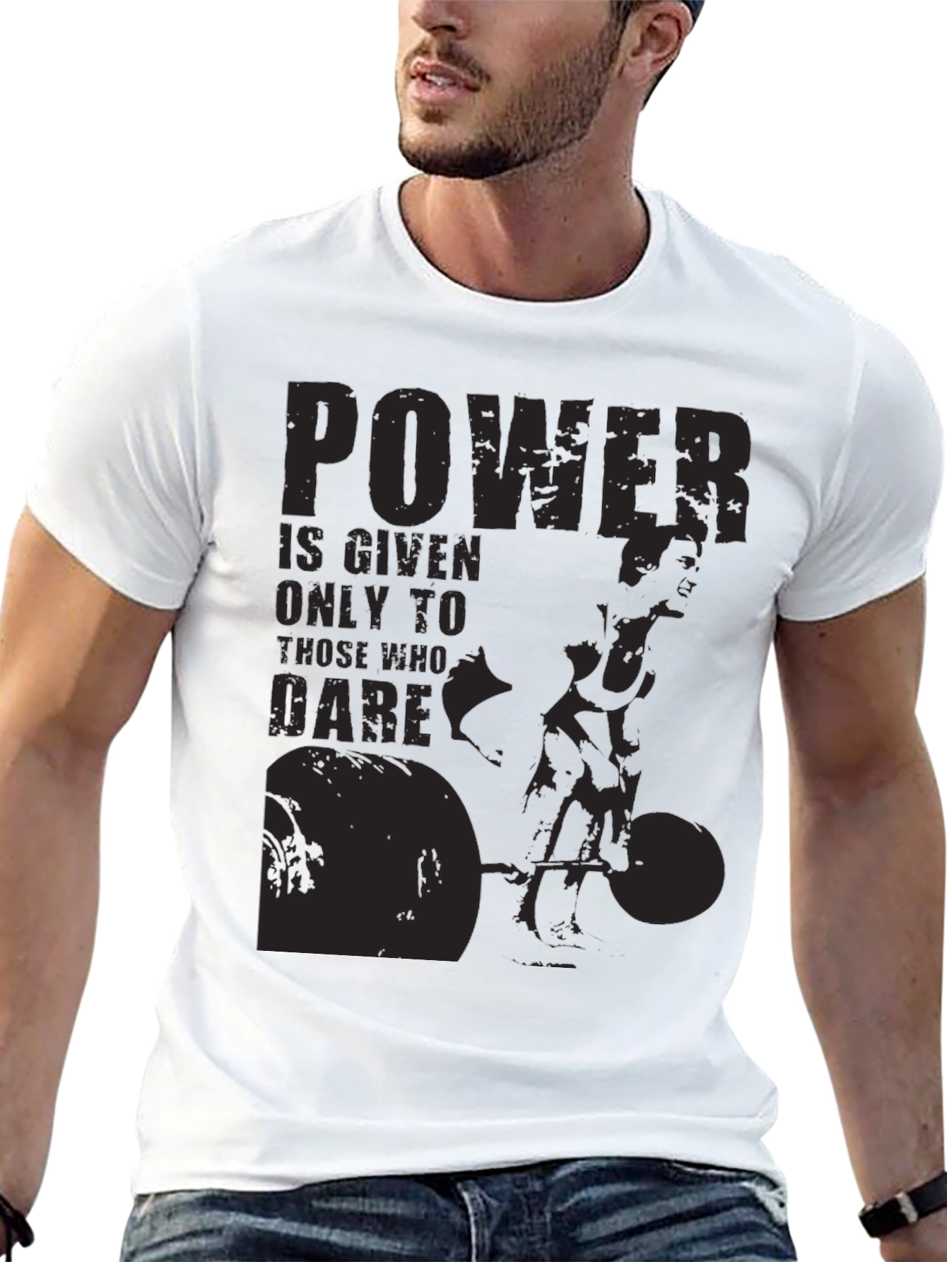 Black Powerlifting Graphic Print T-Shirt view 13