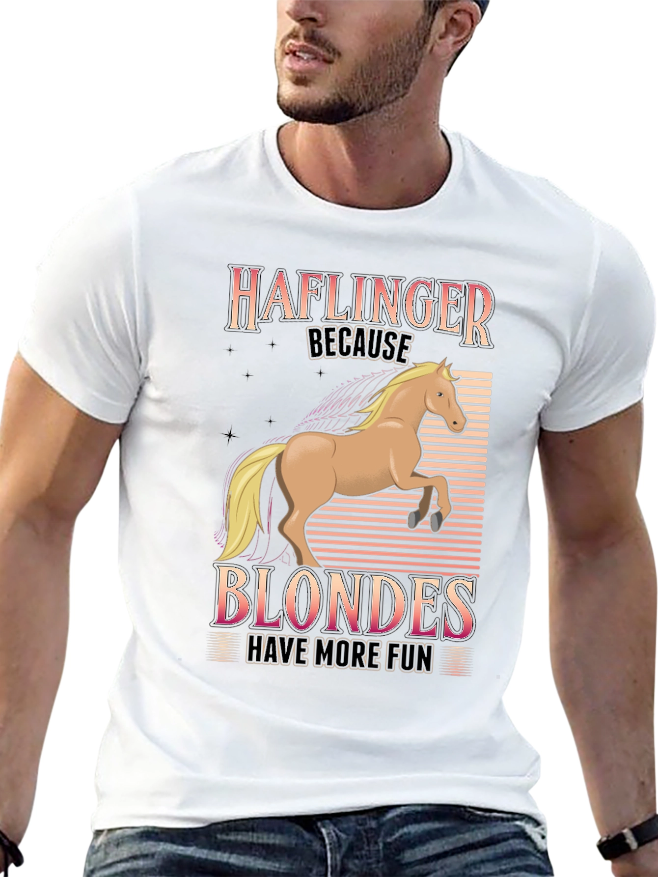 Black Haflinger Blondes Have More Fun T-Shirt view 13