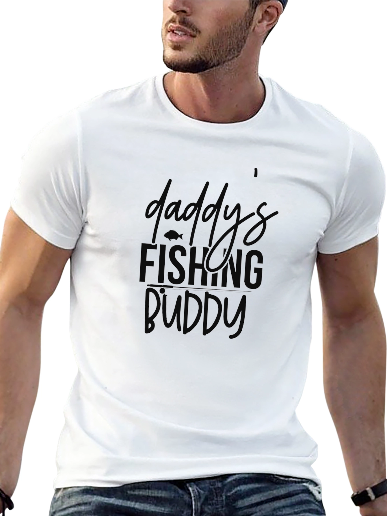 Black Daddy's Fishing Buddy Black T-Shirt view 13