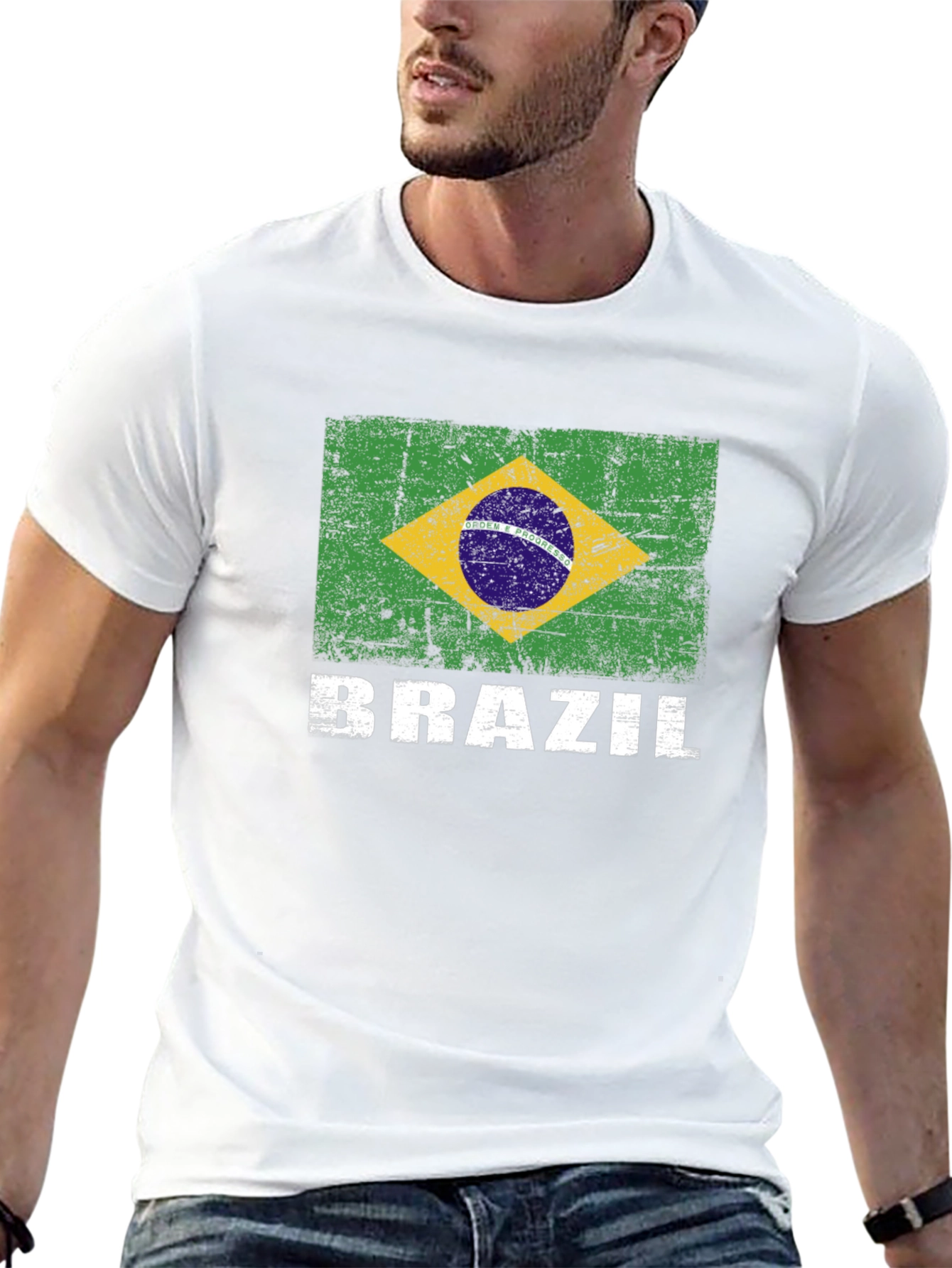 Black Brazil Flag Graphic Print T-Shirt view 13