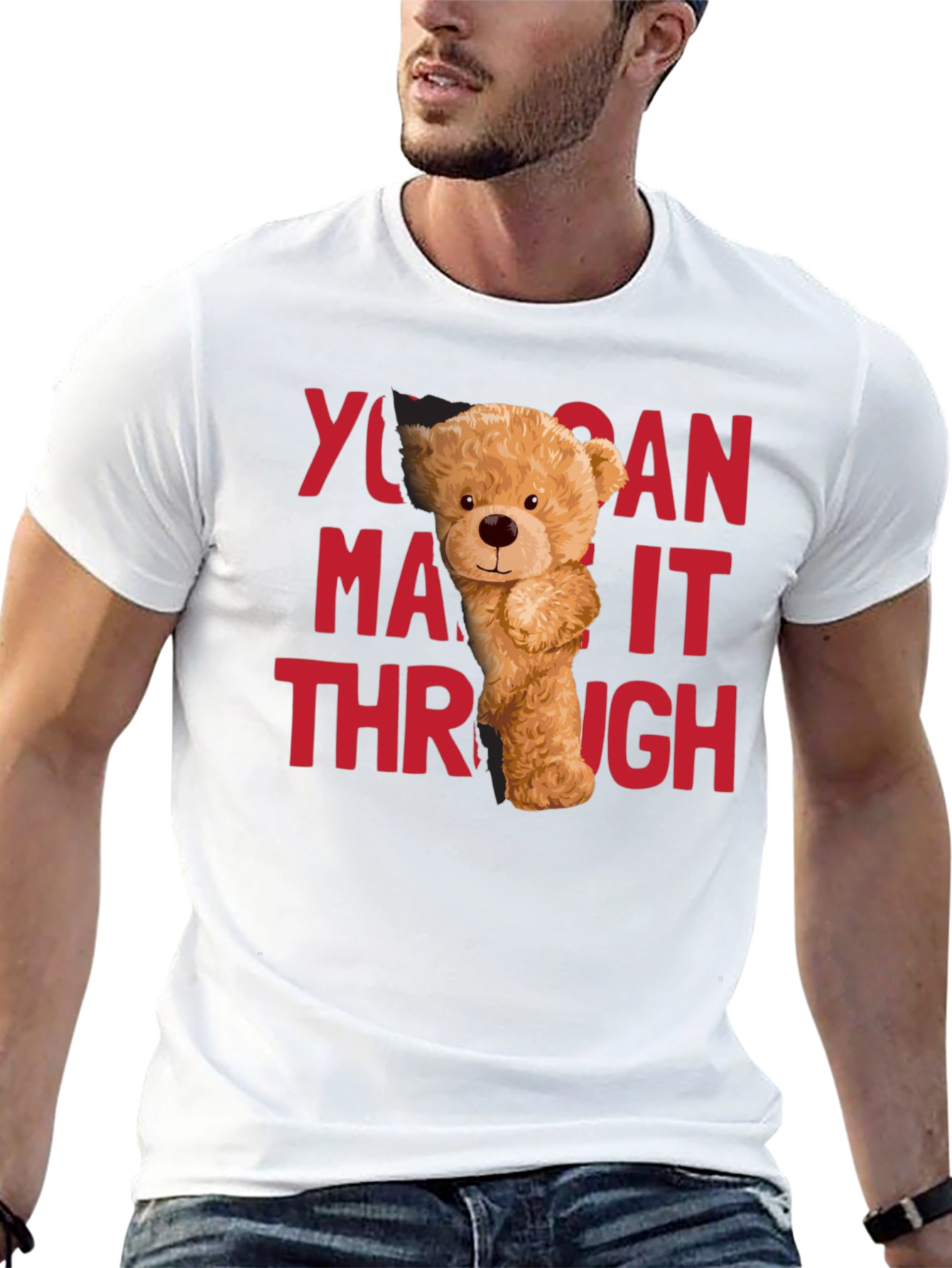 Black You Can Make It Through T-Shirt Bear Graphic view 13