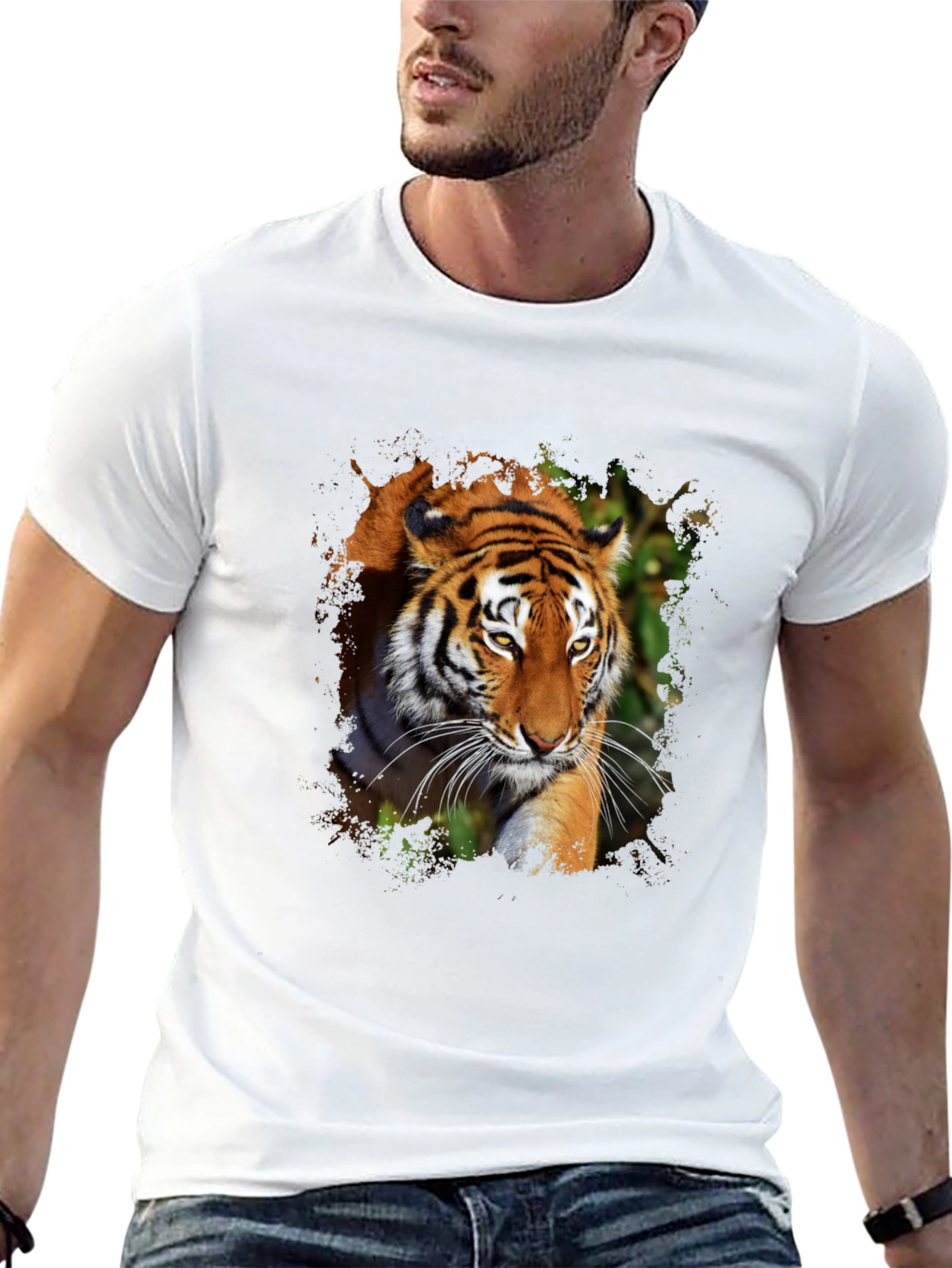 Black Tiger Graphic Print Black T-Shirt view 13