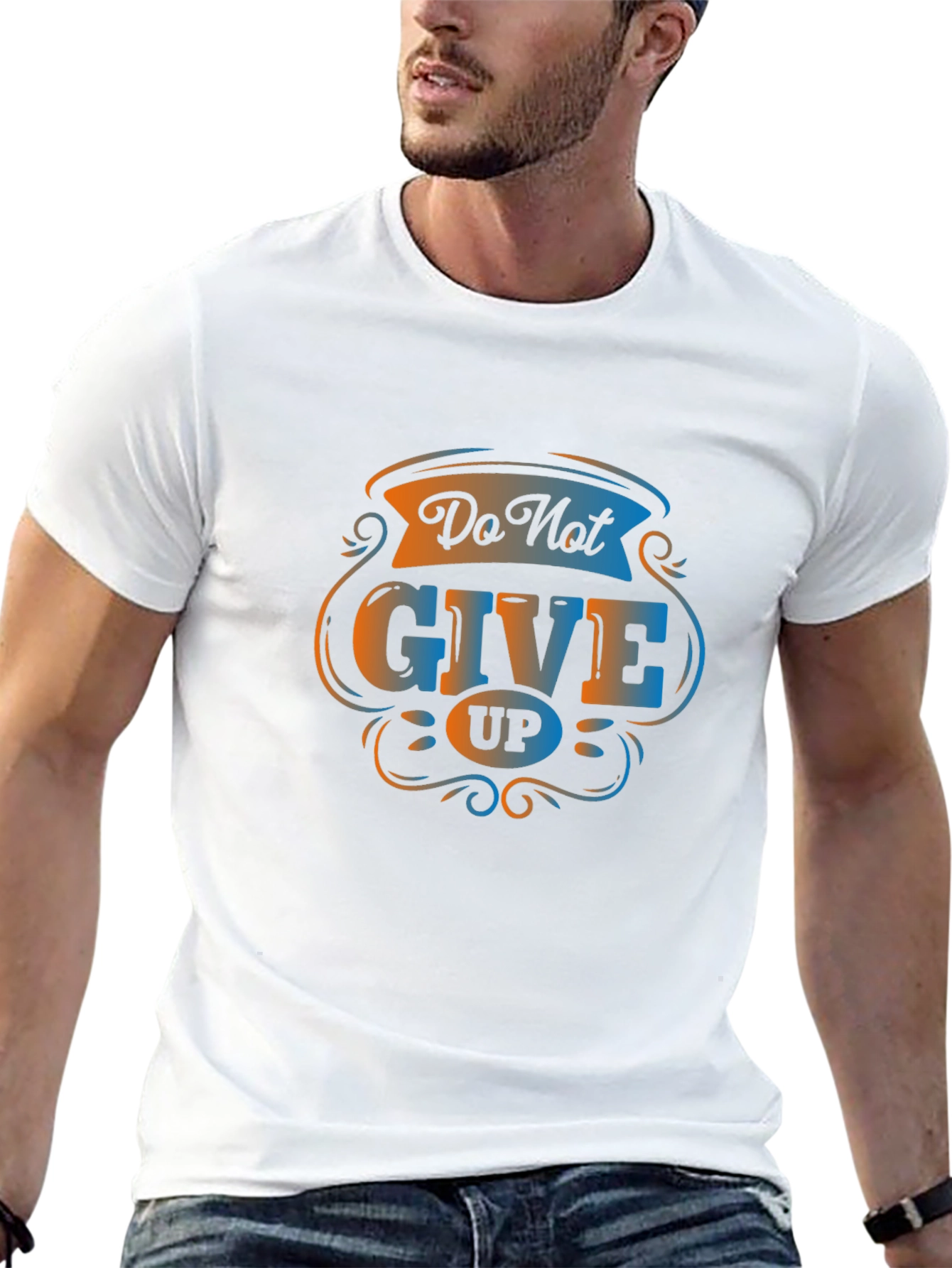Black Motivational Do Not Give Up T-Shirt - Men's Black Tee view 13