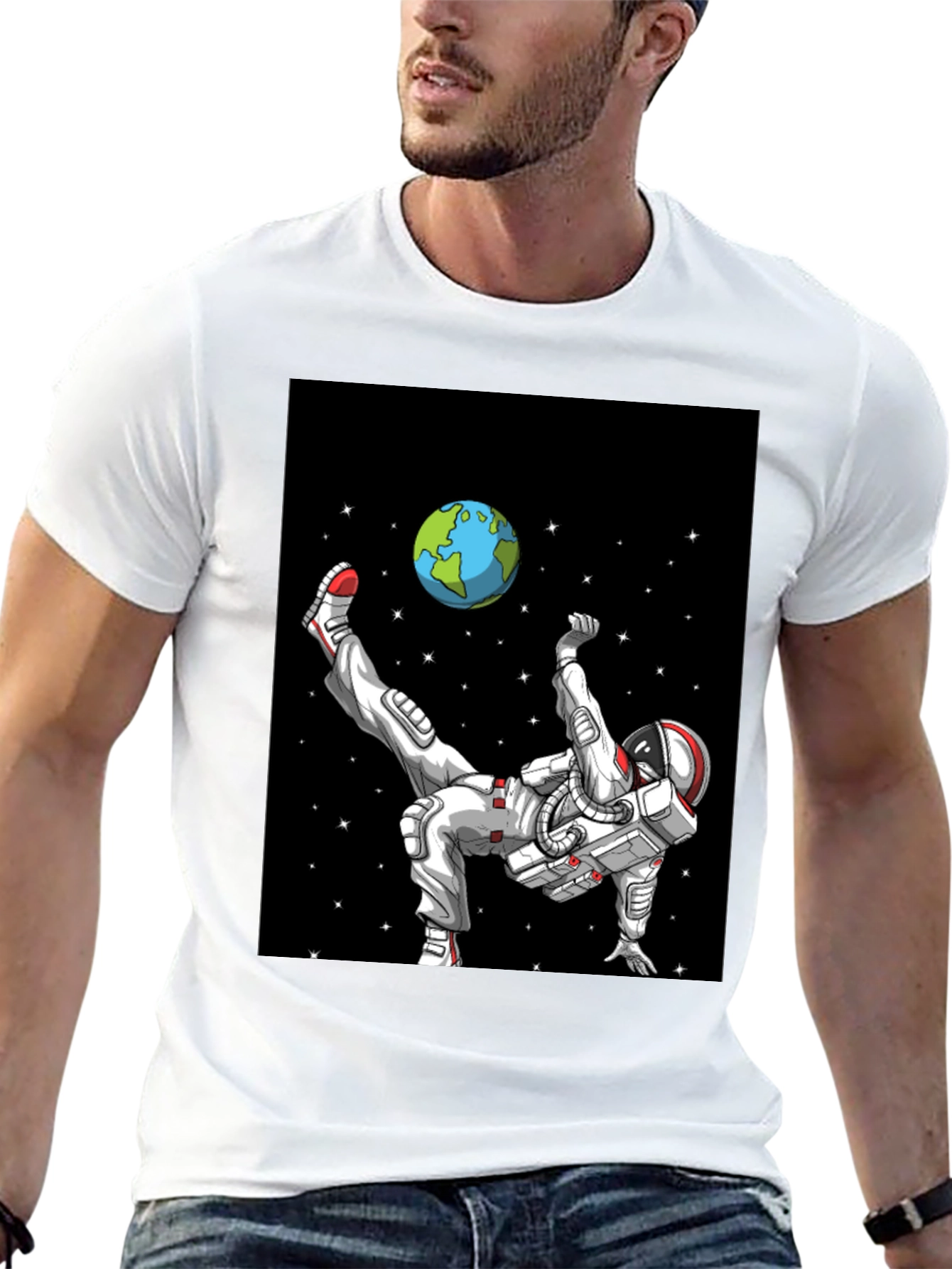 Black Astronaut Soccer T-Shirt - Space Kick! view 13