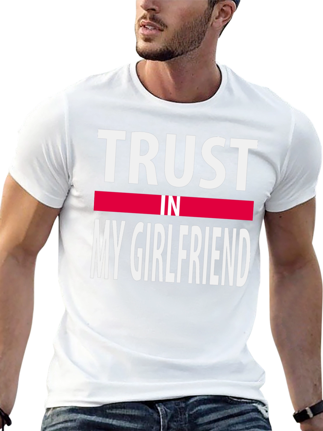 Black Trust In My Girlfriend T-Shirt - Funny Couple Tee view 13