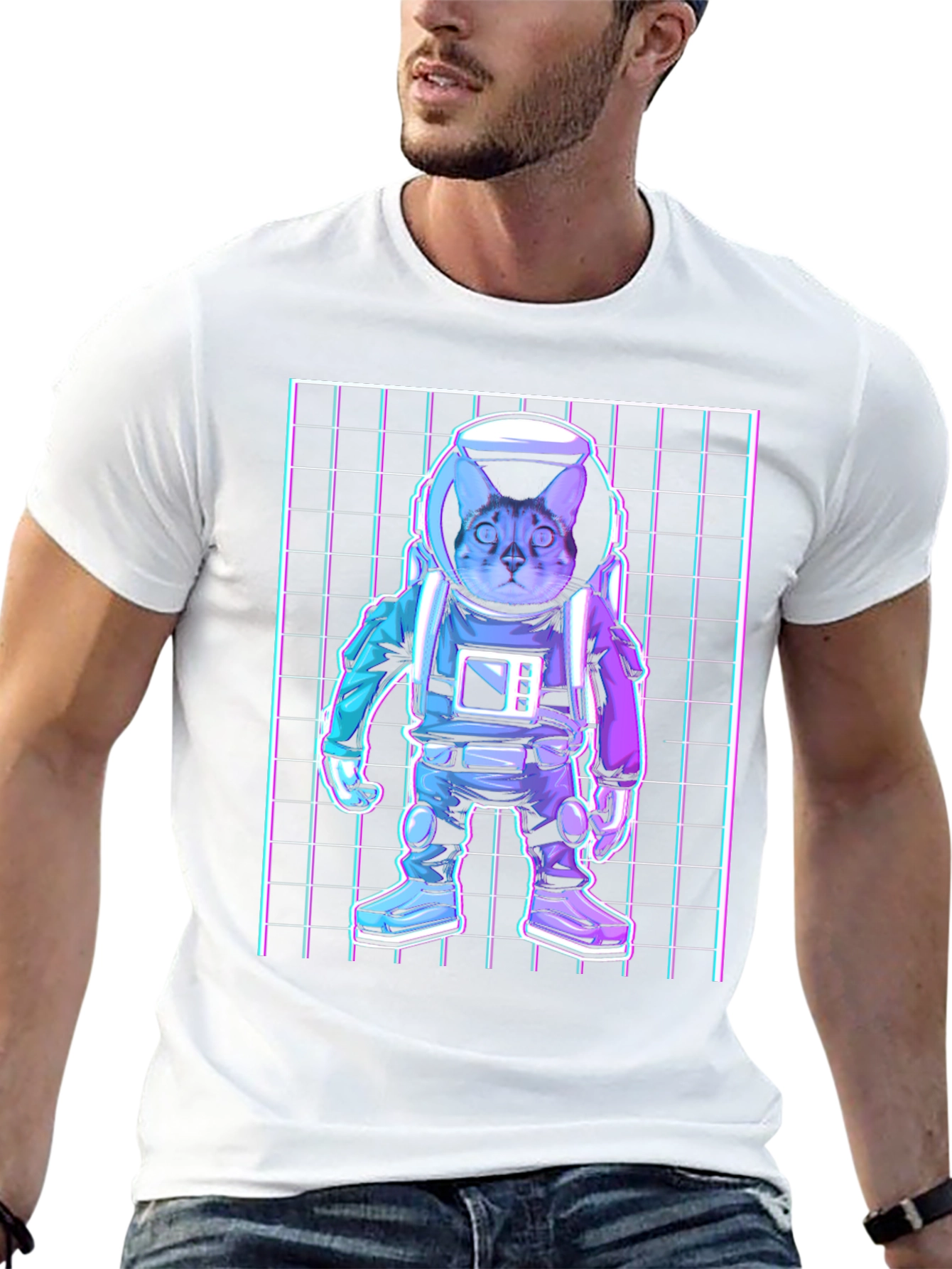 Black Cat Astronaut Graphic T-Shirt view 13