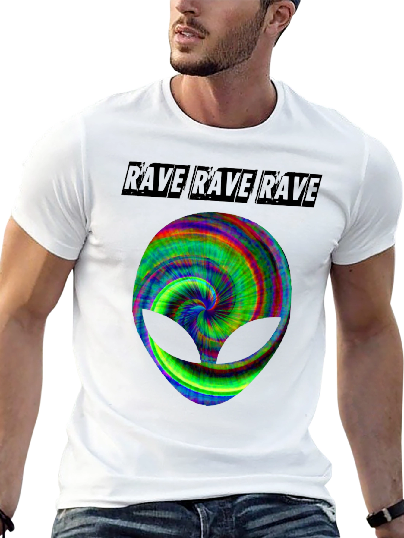 Black Rave Alien Graphic Tee - Black Cotton T-Shirt view 13