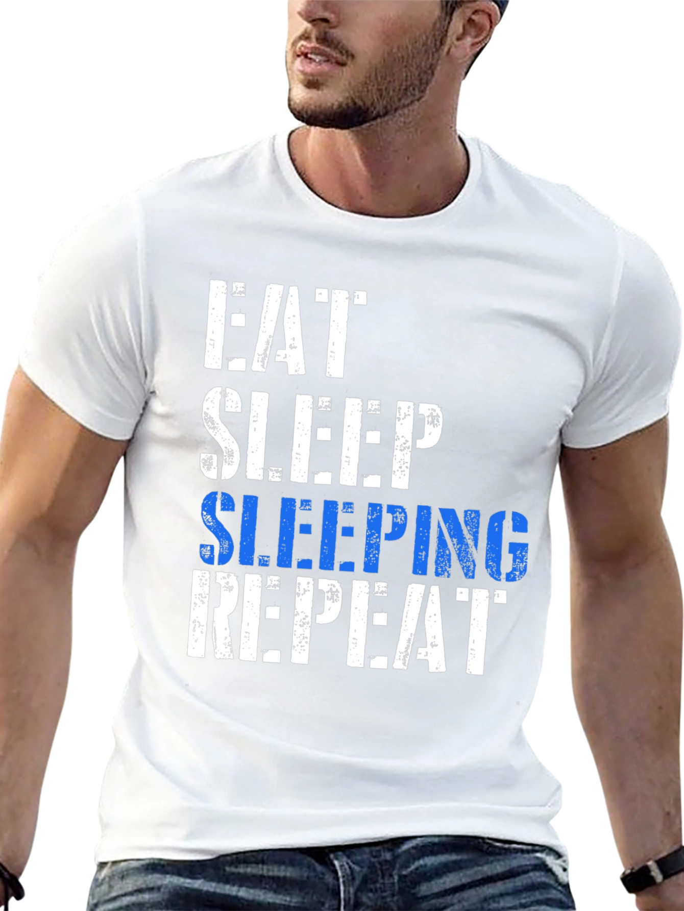 Black Eat Sleep Sleeping Repeat T-Shirt - Fun Graphic Tee view 13