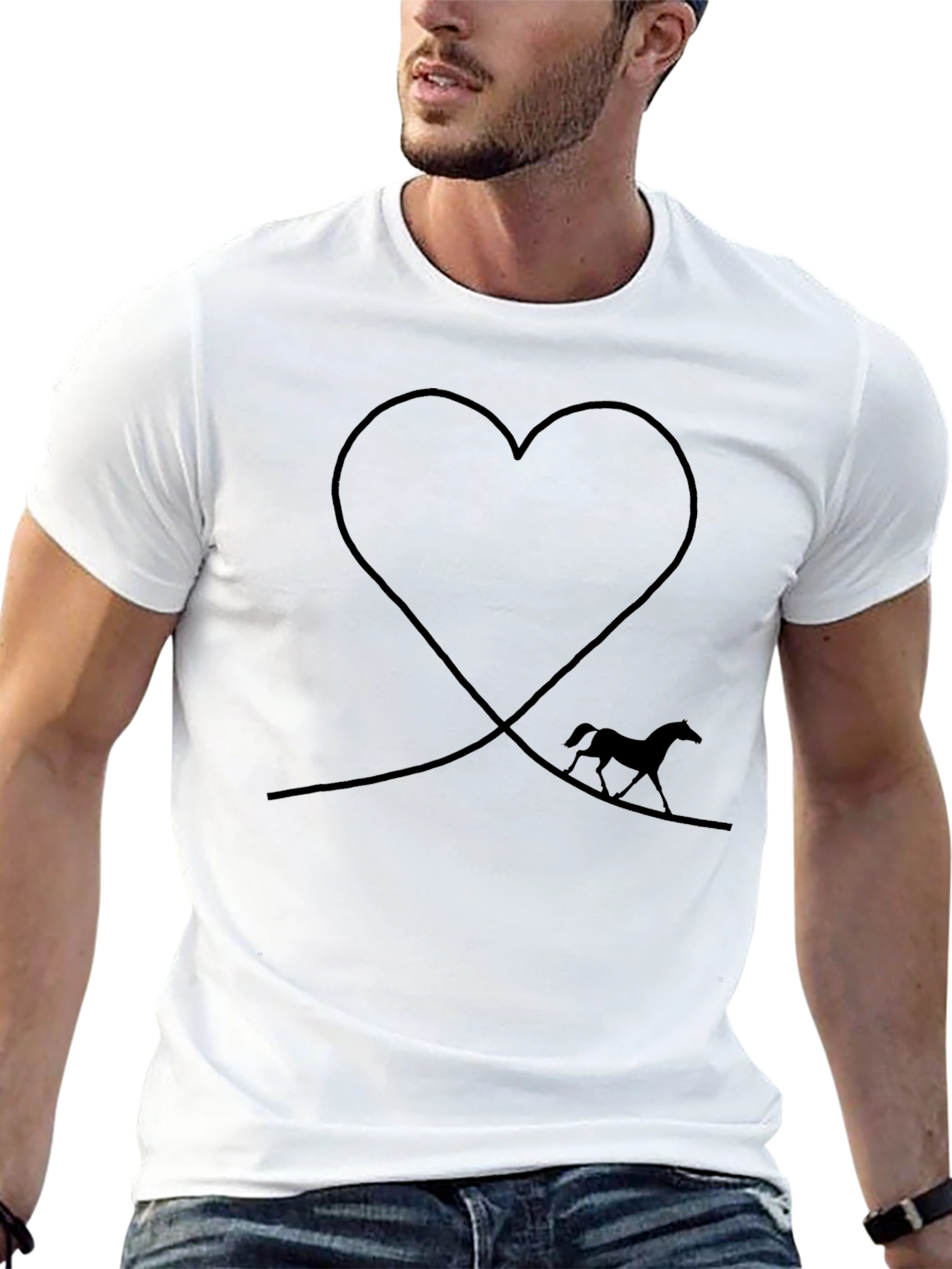 Black Horse & Heart Graphic T-Shirt - Black view 13