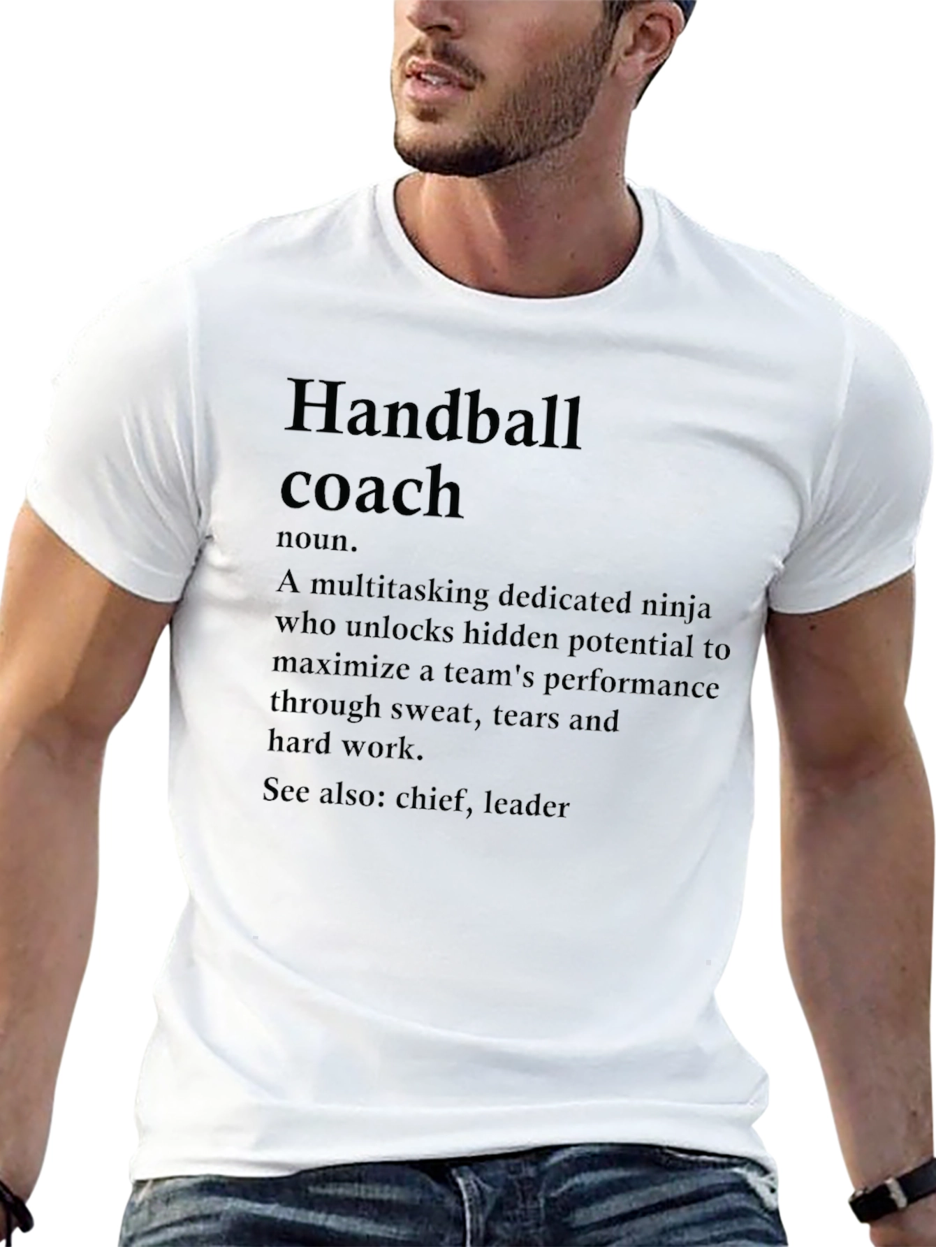 Black Handball Coach Definition T-Shirt view 13
