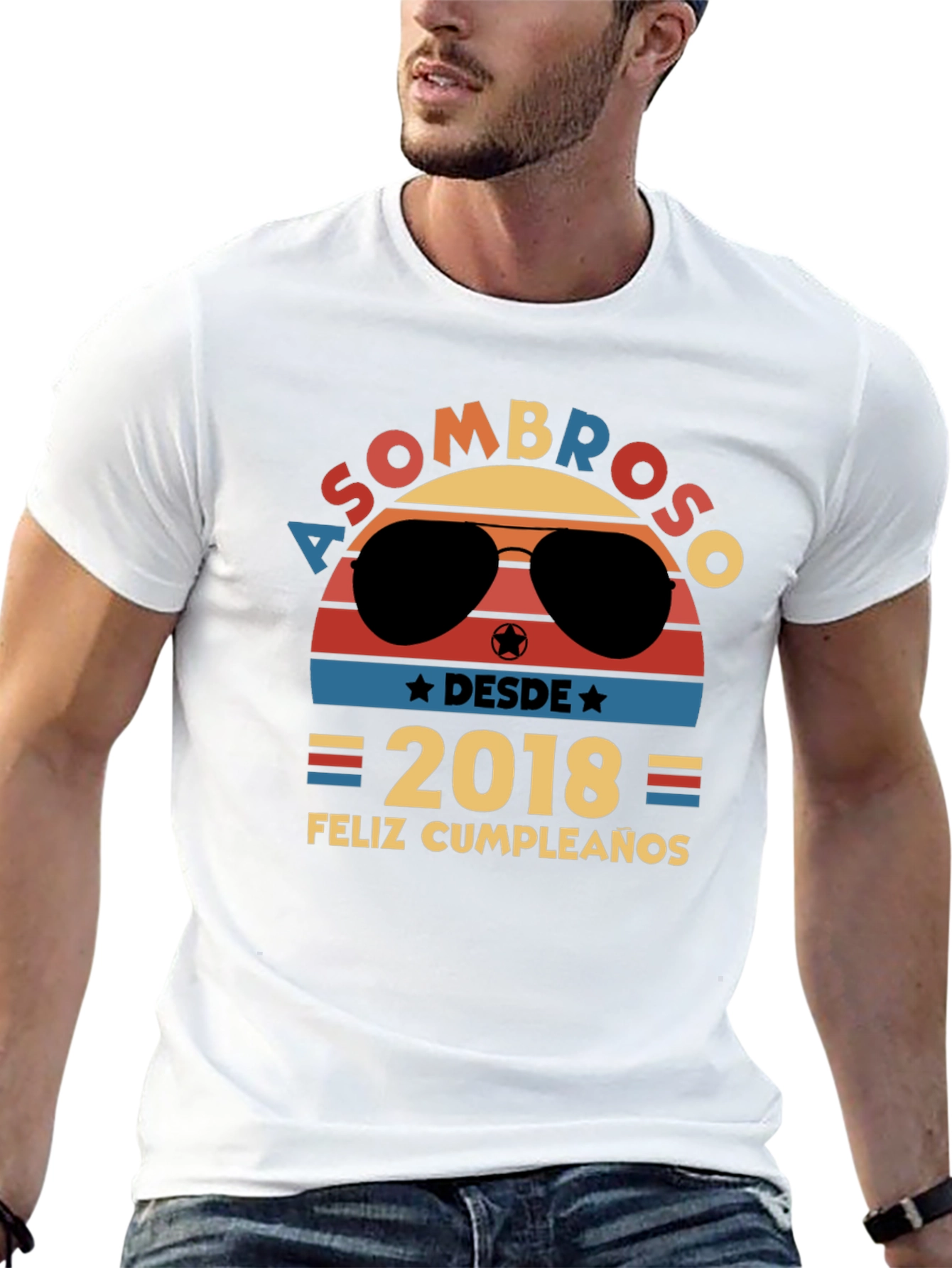 Black Asombroso Desde 2018 Feliz Cumpleaños Graphic Tee view 13