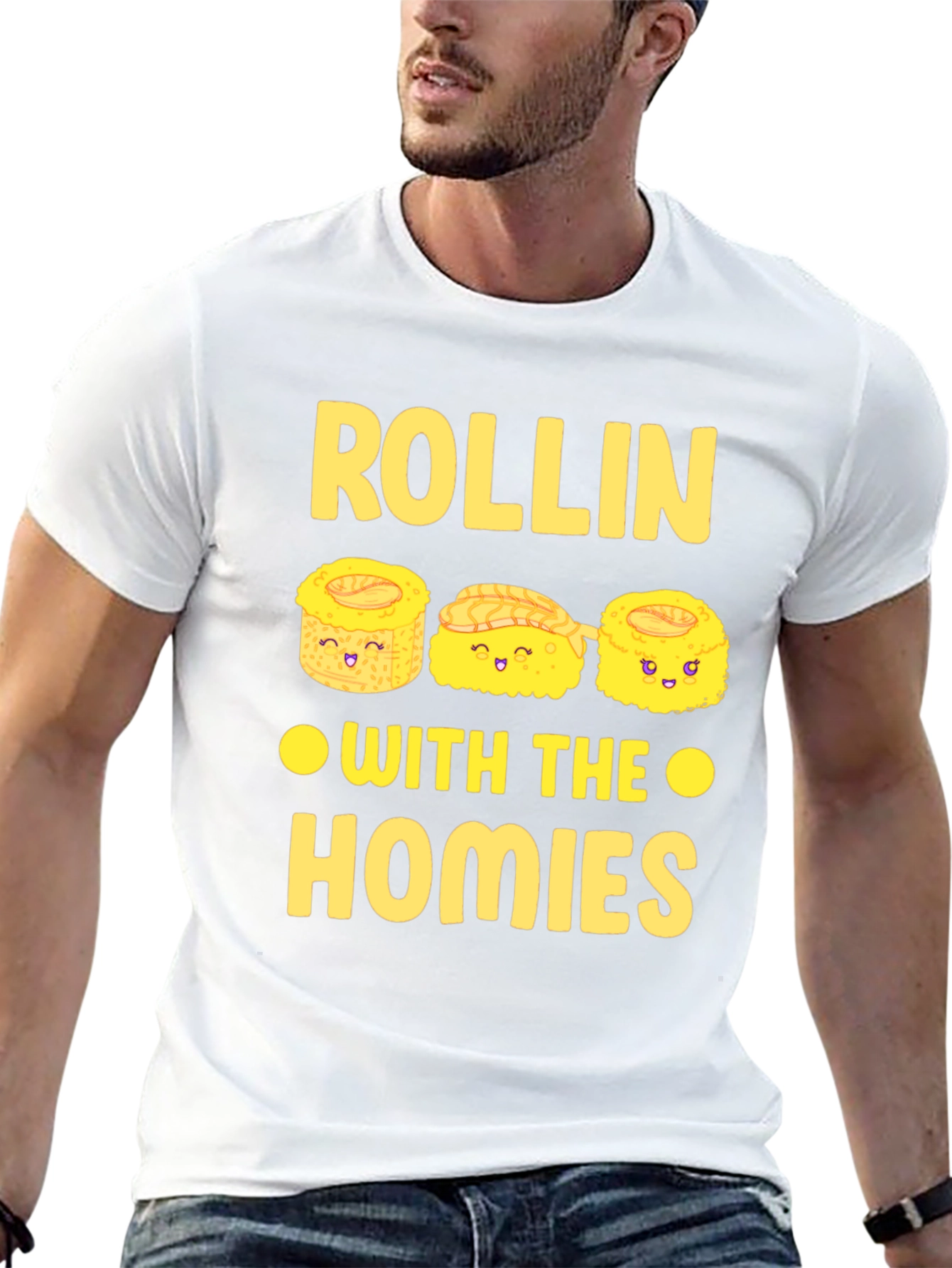 Black Rollin' With The Homies Sushi Graphic T-Shirt view 13