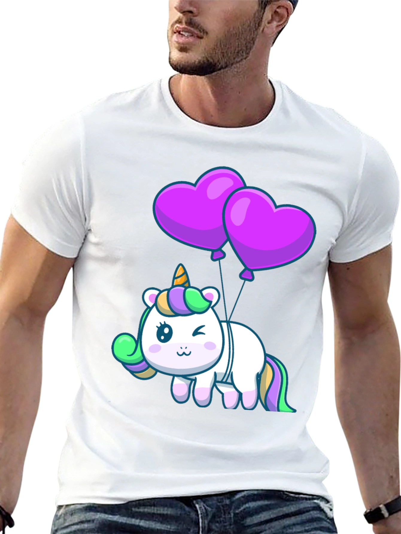 Black Unicorn Heart Balloons Graphic Tee - Black view 13