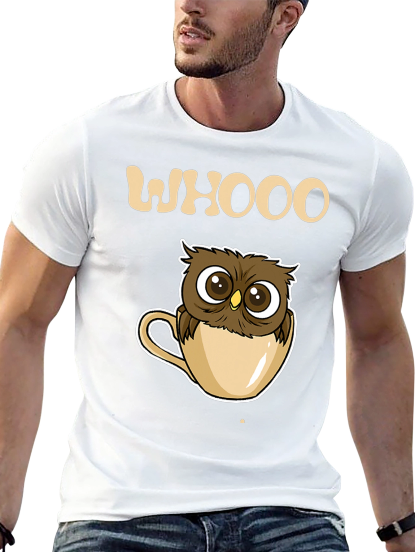 Black Whooo Owl Coffee Cup T-Shirt - Cute & Cozy! view 13