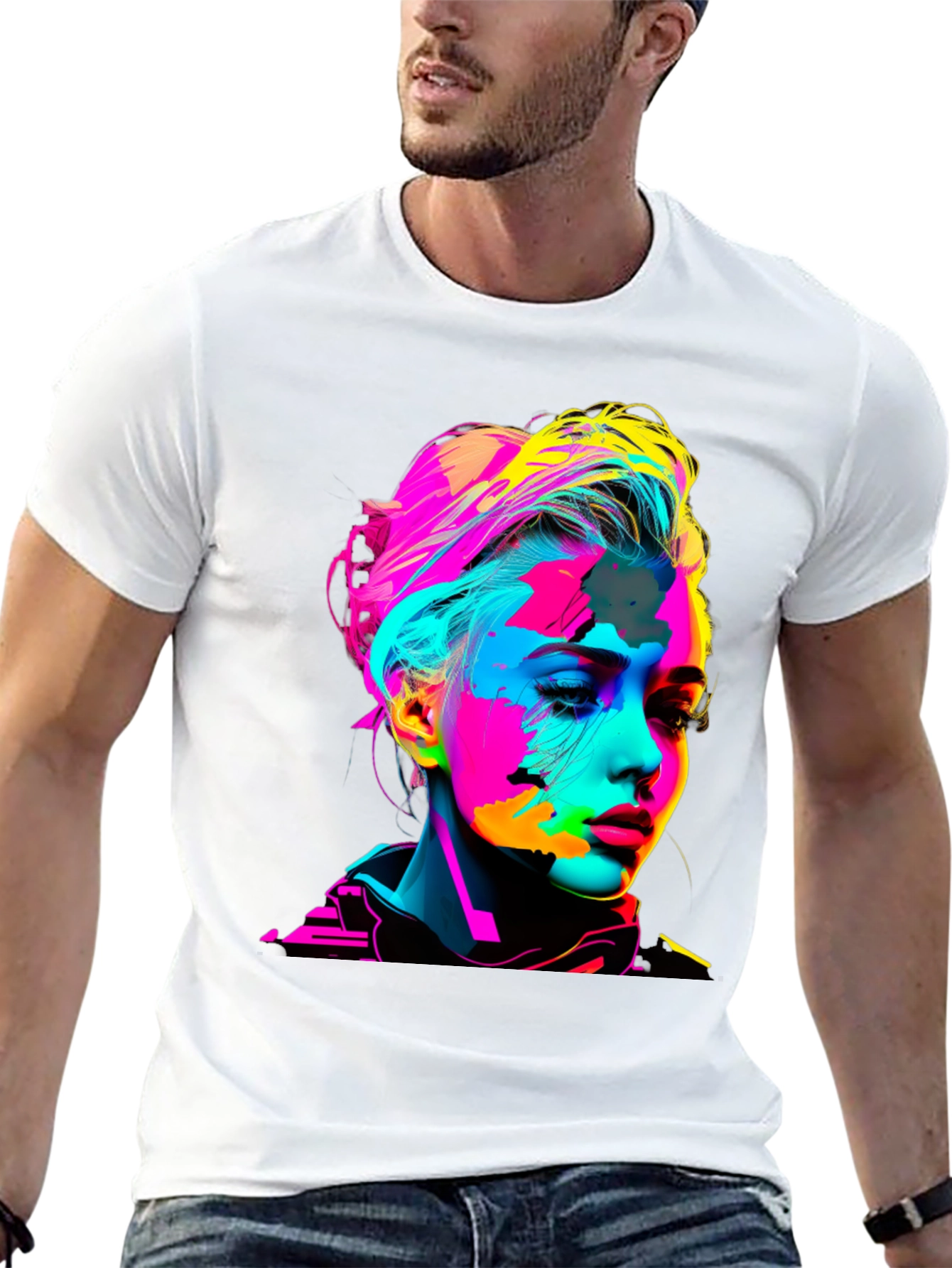 Black Pop Art Woman Graphic Black T-Shirt view 13