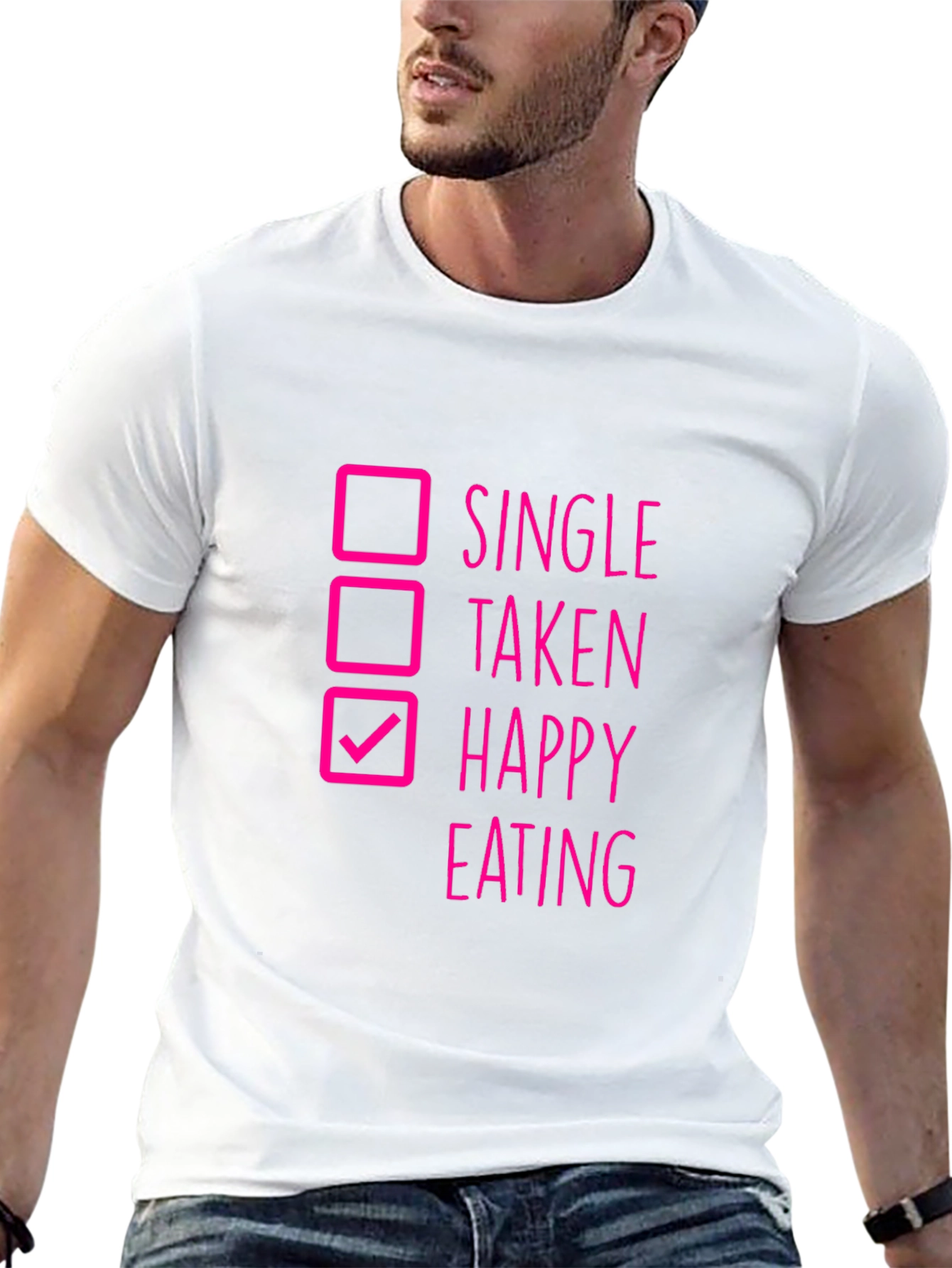 Black Happy Eating T-Shirt Funny Checkbox Tee view 13