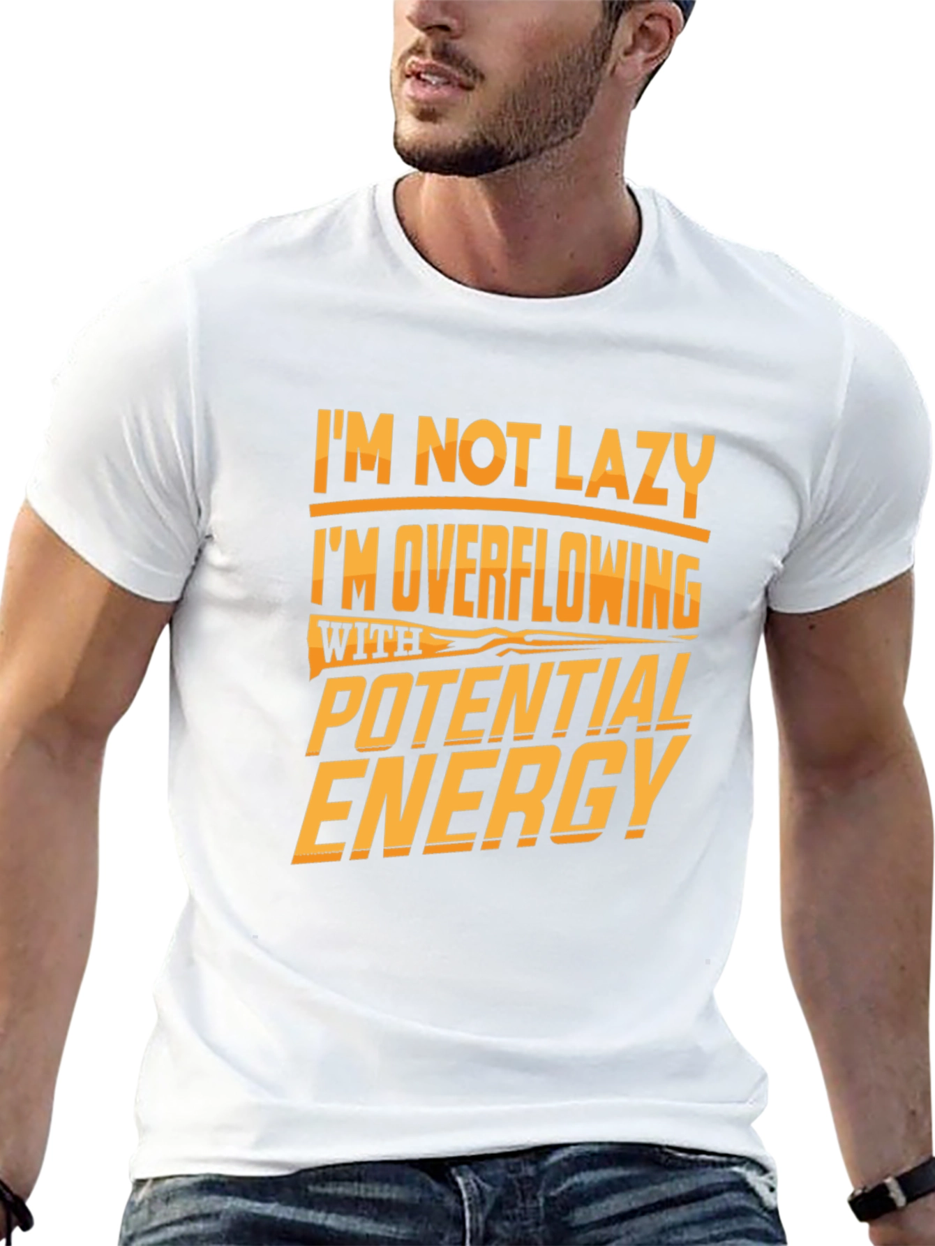 Black Funny Potential Energy Graphic Tee view 13