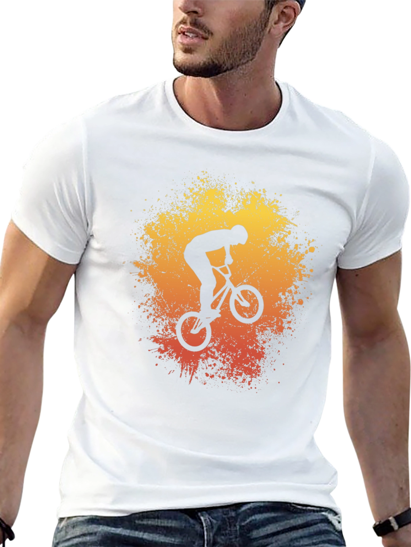 Black BMX Rider Graphic Tee - Stunt Bike Art Shirt view 13