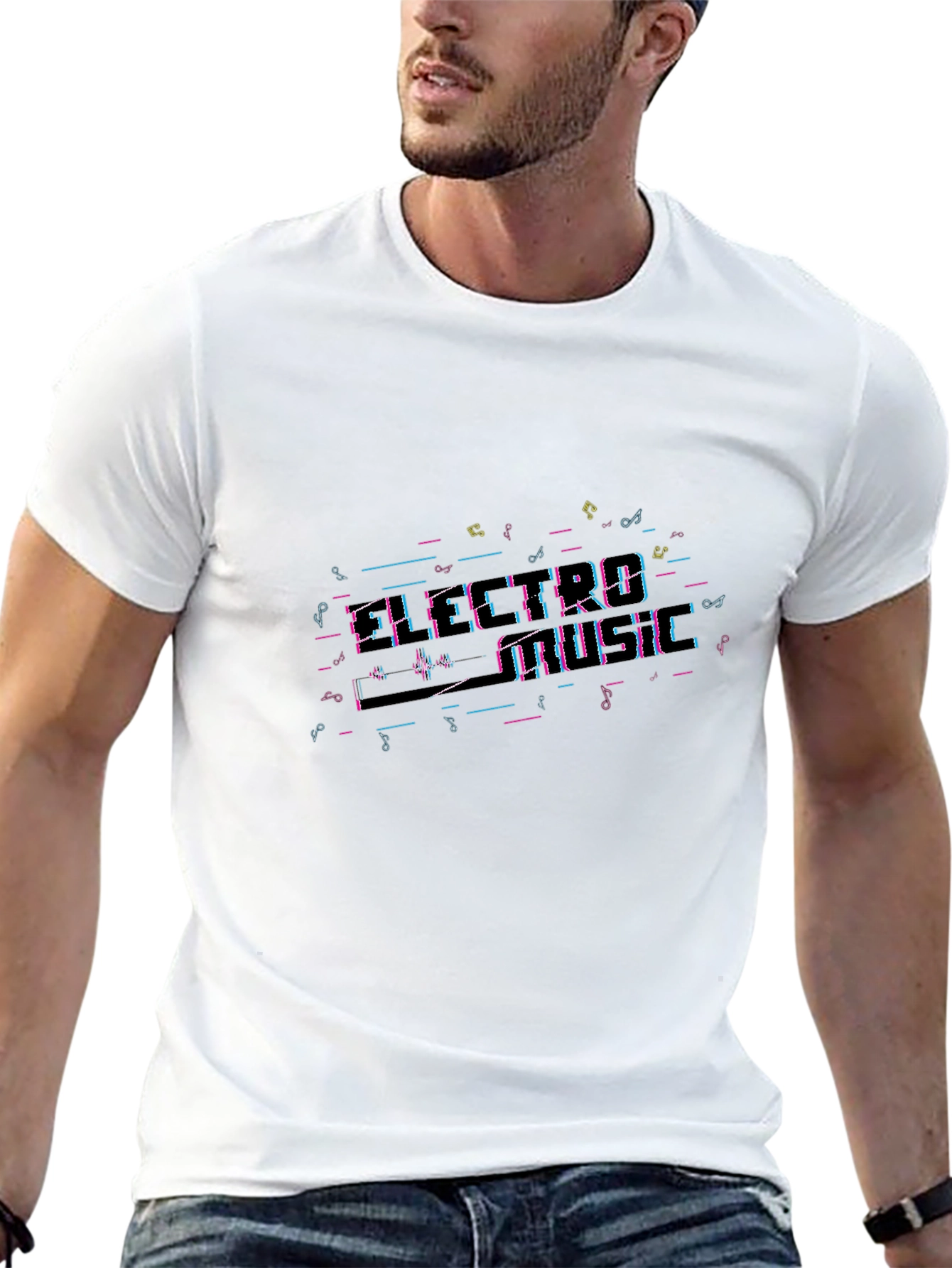 Black Electro Music T-Shirt - Black Crew Neck Tee view 13