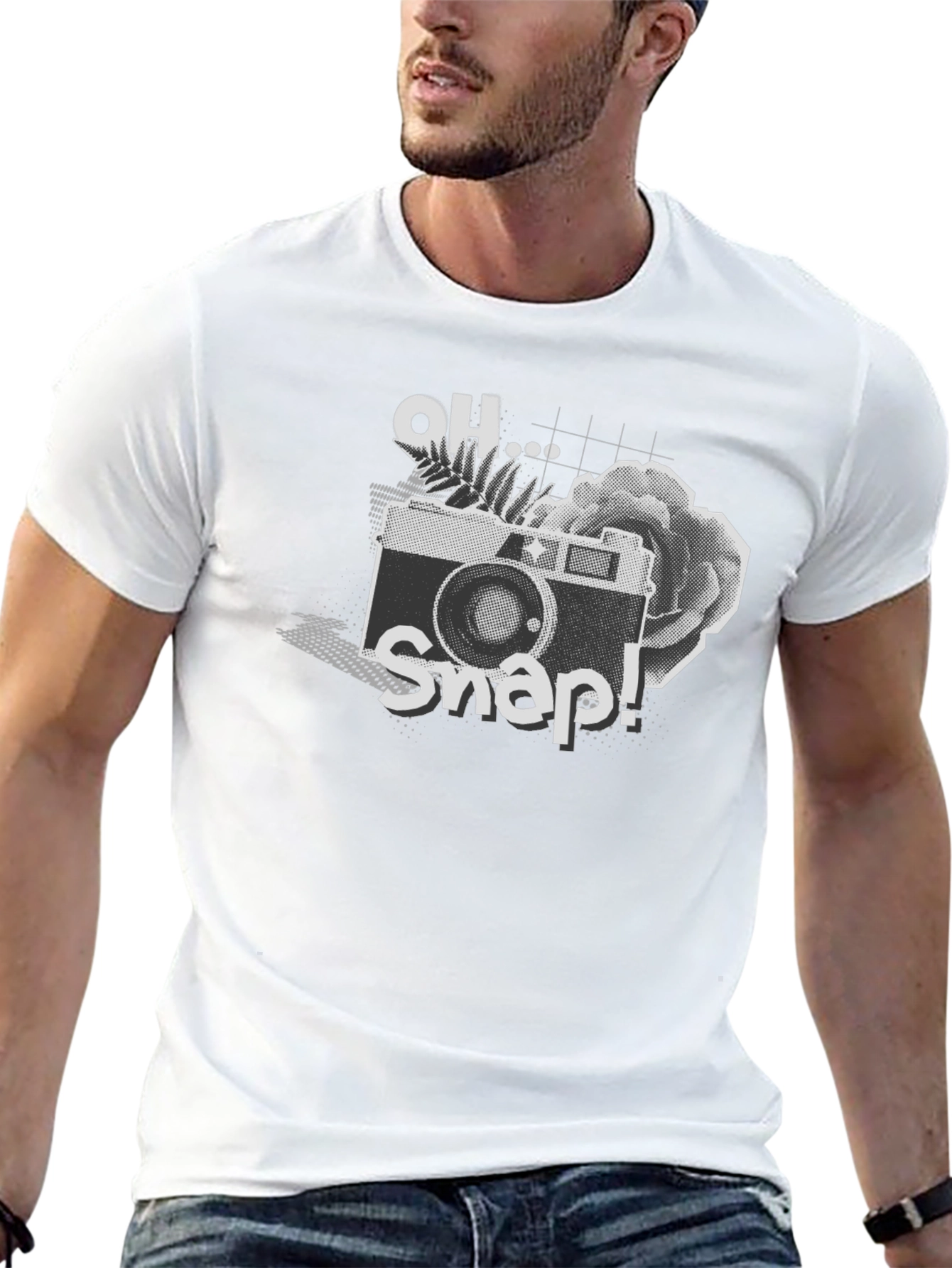 Black Oh Snap! Camera Graphic Tee - Black Cotton Shirt view 13