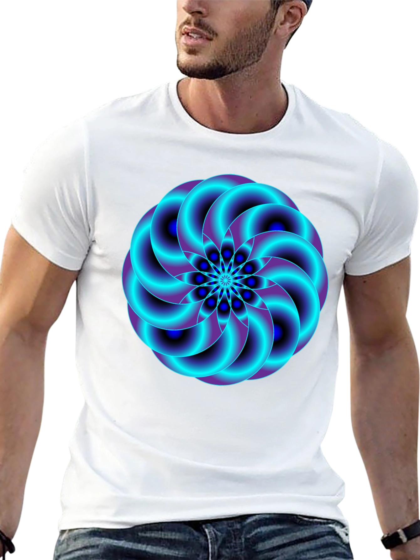 Black Vivid Swirl Graphic Tee - Premium Black Cotton Comfort view 13